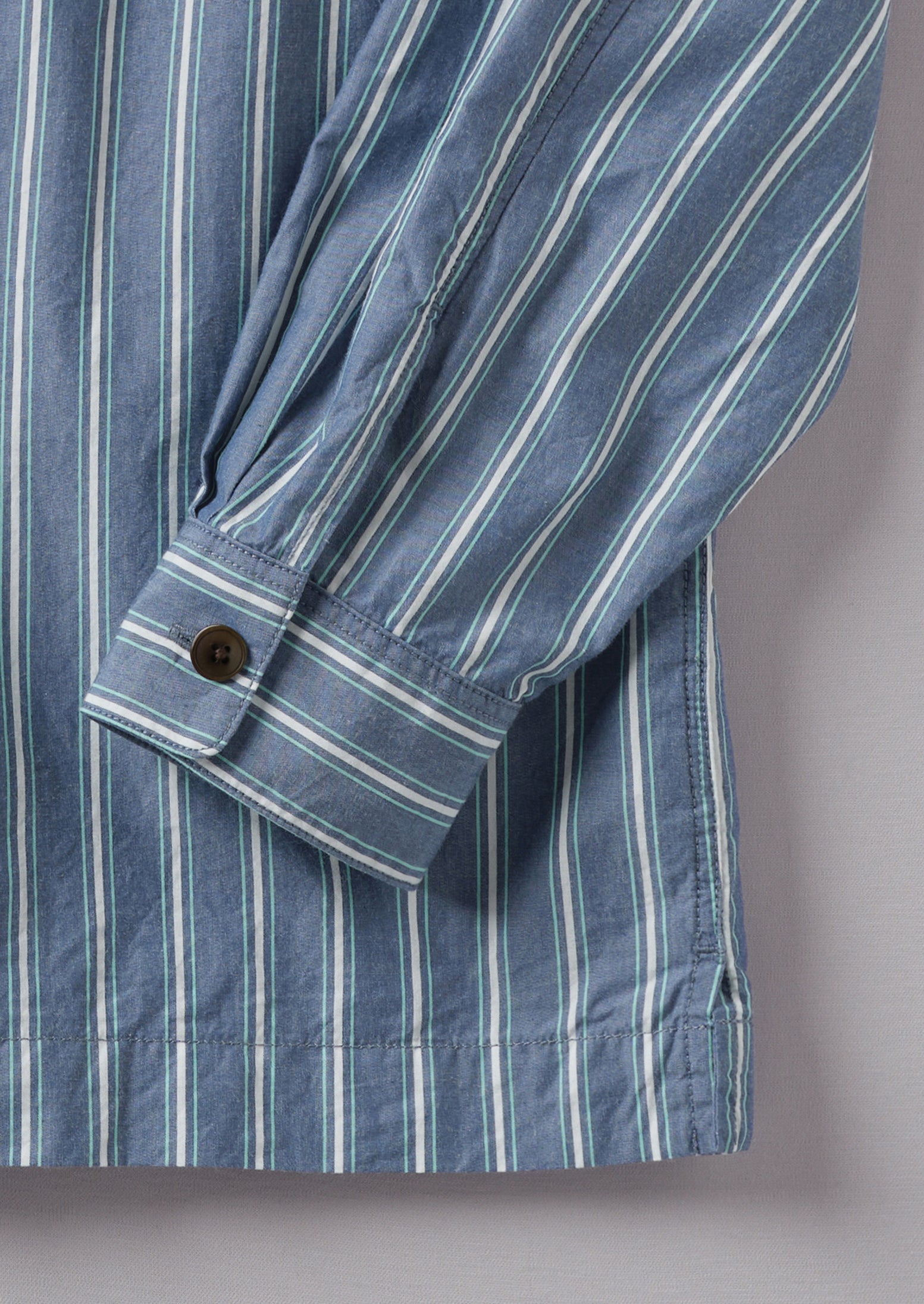 Grandad Collar Crinkle Organic Cotton Shirt | Duffle Blue