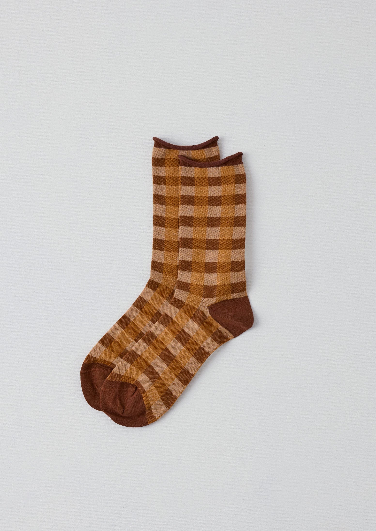 Check Cotton Cashmere Socks | Orange Multi