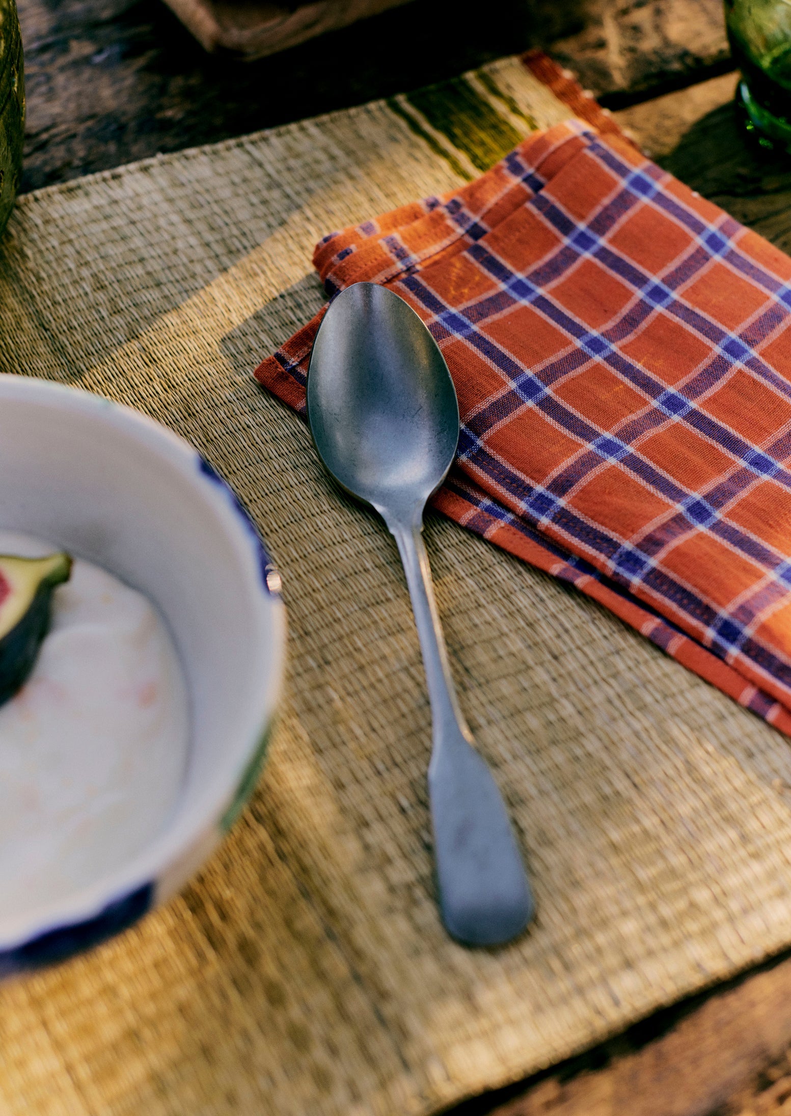 Hand Woven Check Napkin Set | Tangerine/Cobalt