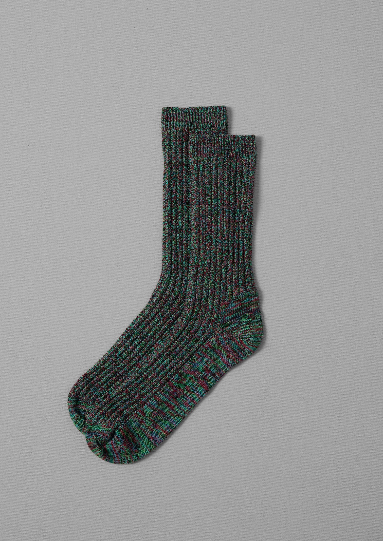 Textured Cotton Socks | Green Mix