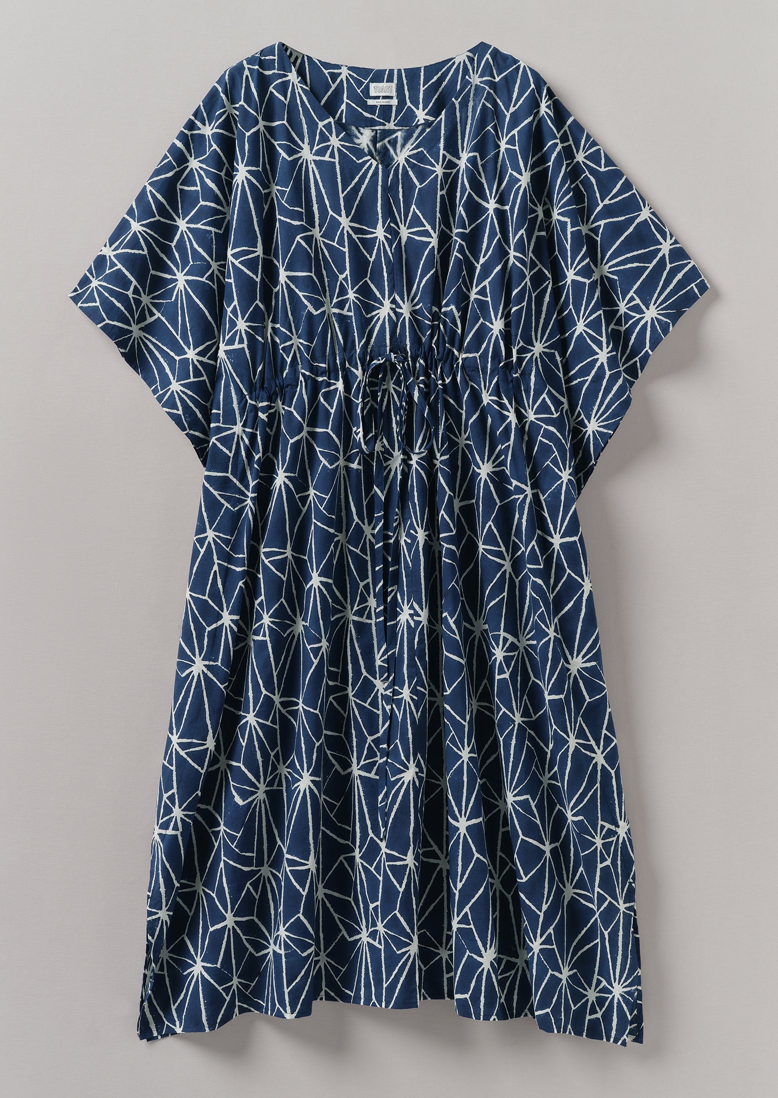 Prism Block Print Kaftan Dress | Indigo/Ecru