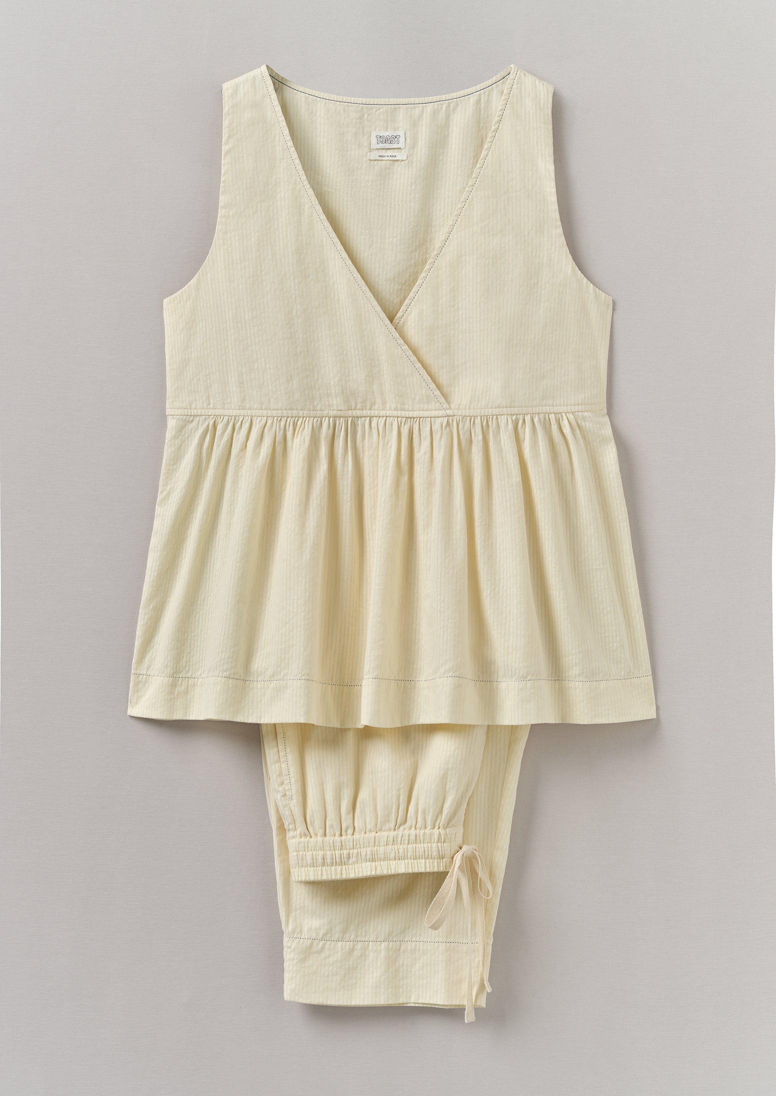 Raised Stripe Cotton Pajamas | Chalk