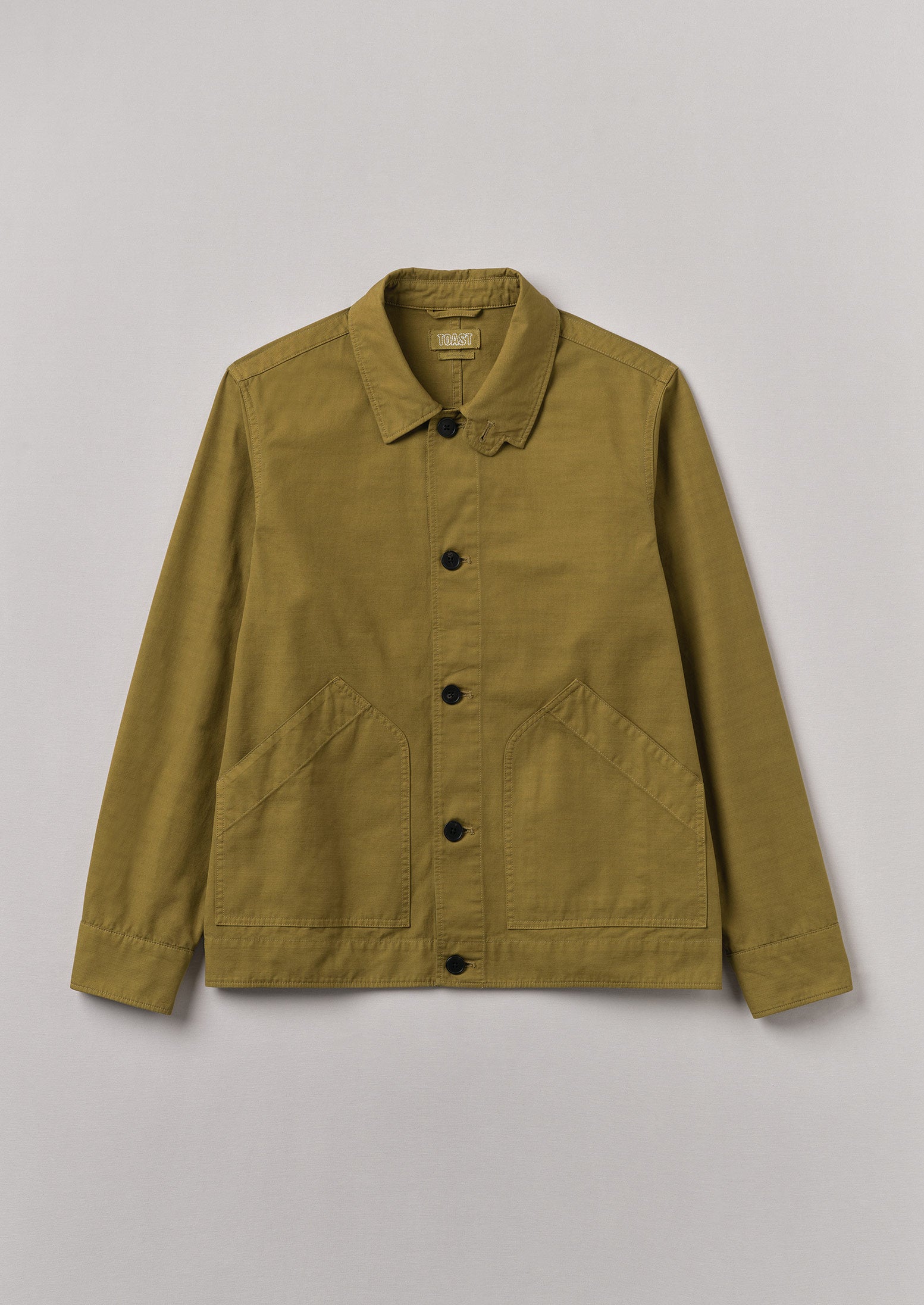 Patch Pocket Organic Cotton Coach Jacket | Warm Olive