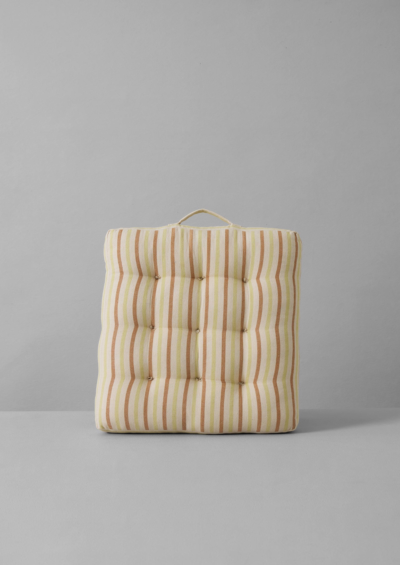 Hand Woven Stripe Seat Pillow | Ecru/Washed Lime