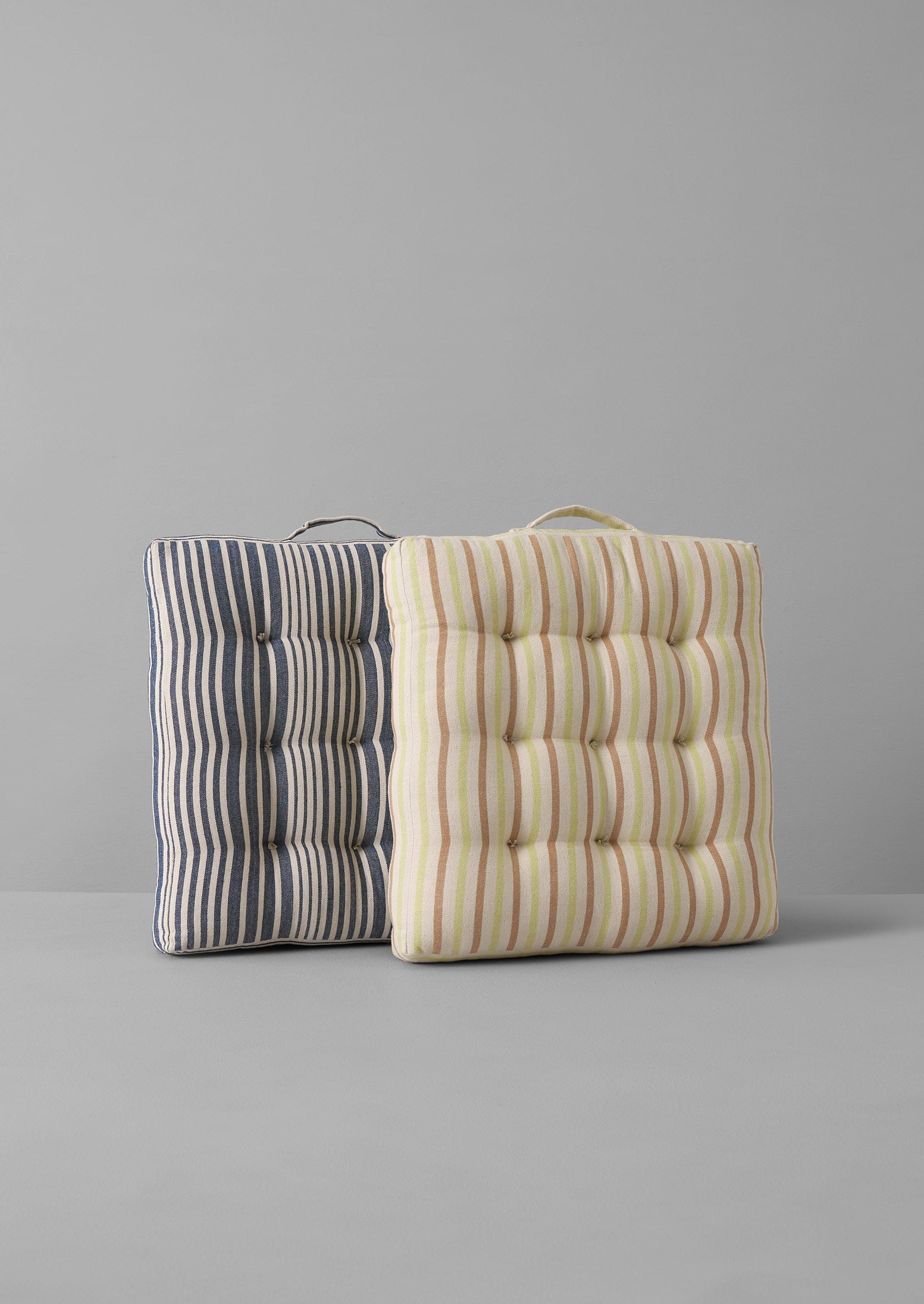 Hand Woven Stripe Seat Pillow | Ecru/Washed Lime