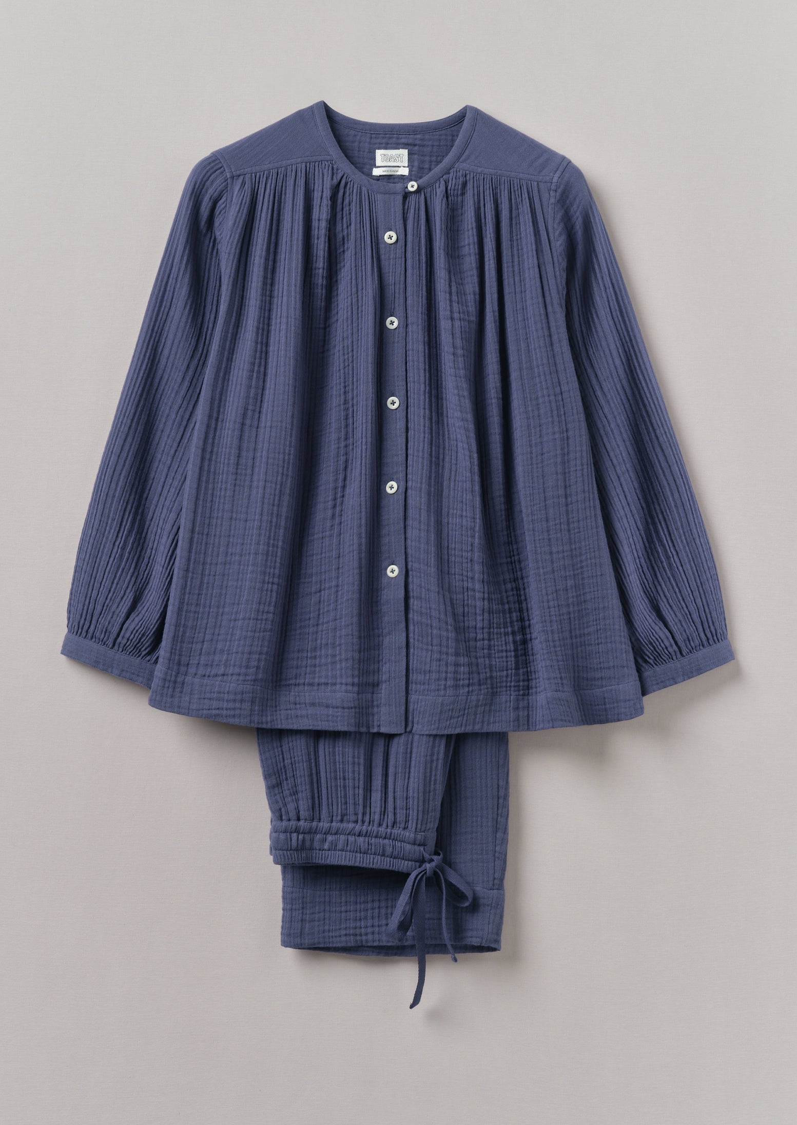 Crinkle Cotton Pajamas | Shadow Blue