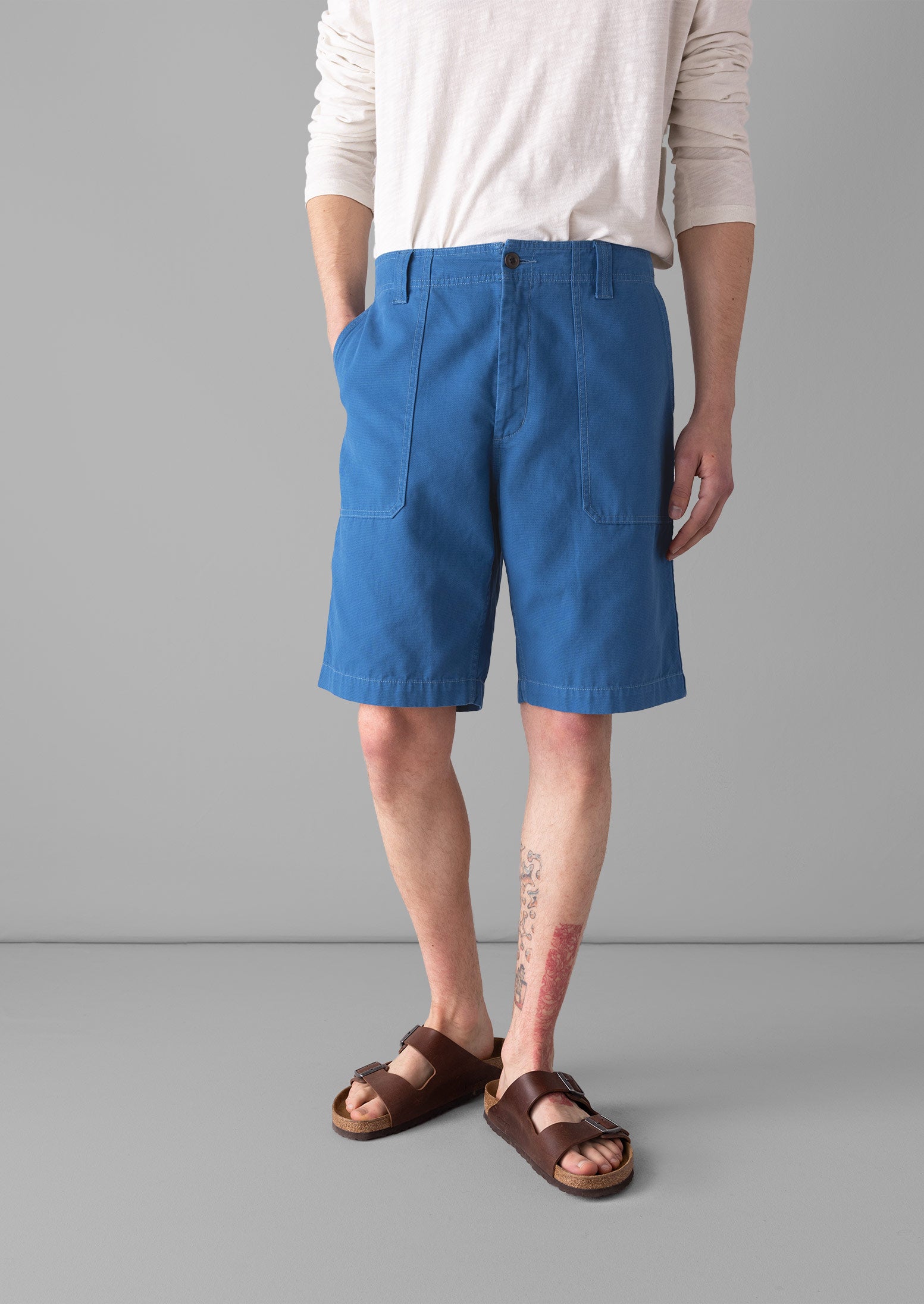 Garment Dyed Cotton Canvas Shorts | Flask Blue