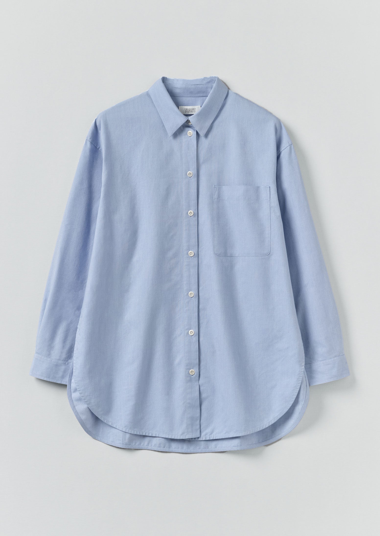 Cotton Oxford Oversized Long Shirt | Chambray Blue