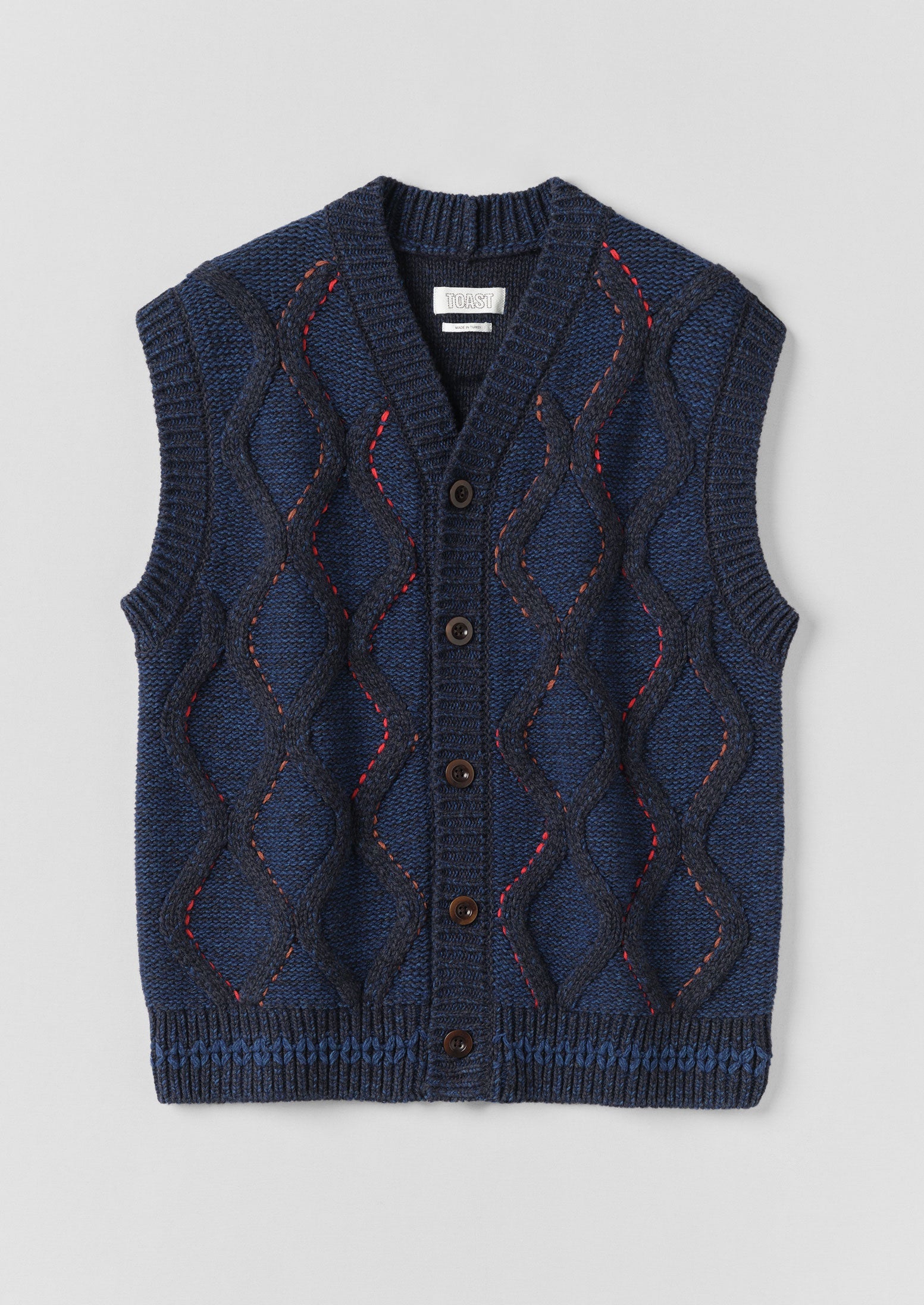 Hand Embellished Button Through Tank | Blue Multi