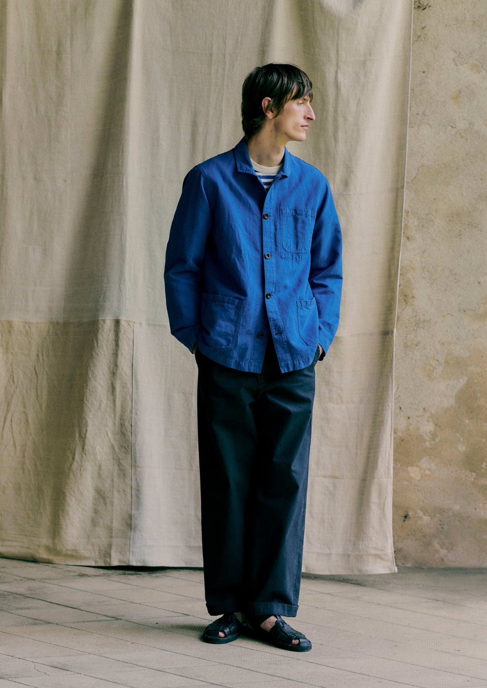 Arlo Garment Dyed Herringbone Jacket | Delft