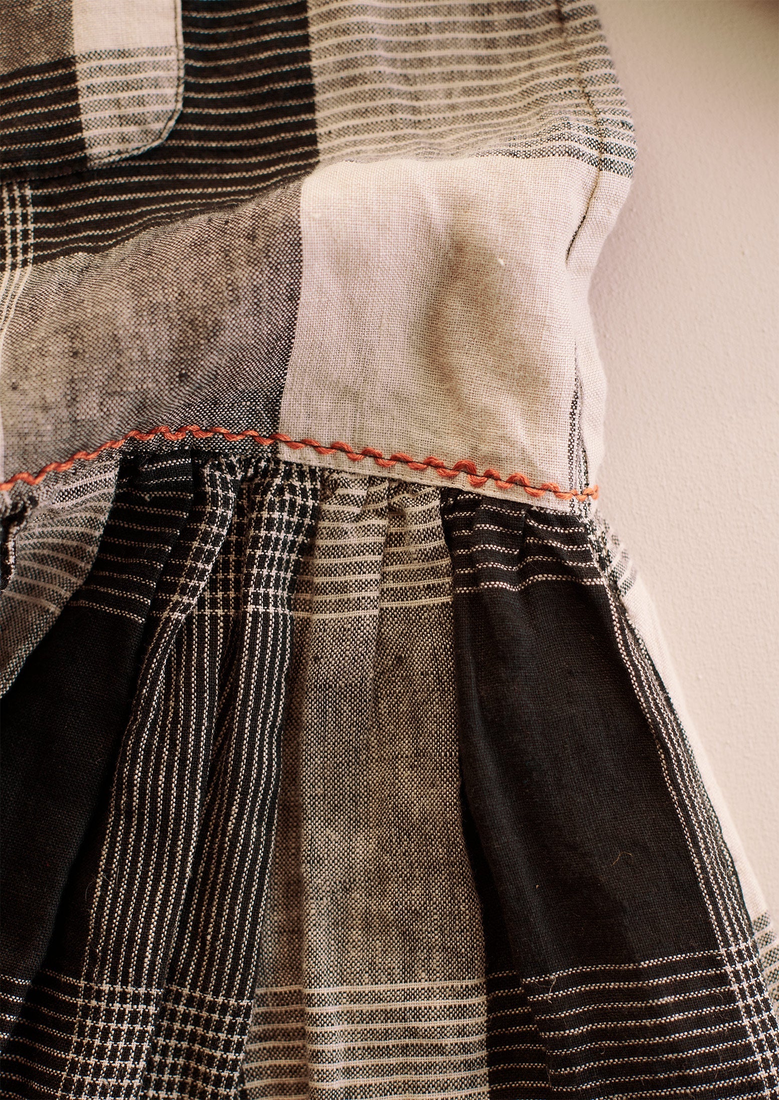 Renewed Landscape Check Linen Dress Size XS | Charcoal/Oat