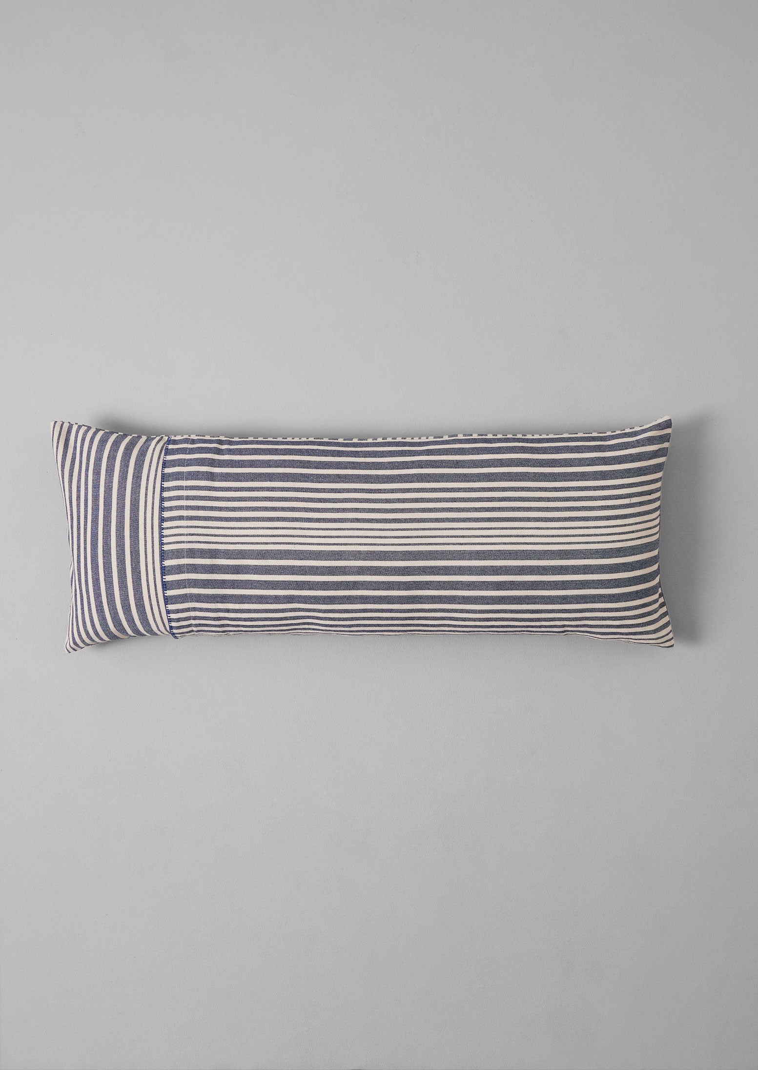 Hand Woven Stripe Bolster Pillow | Indigo/Ecru