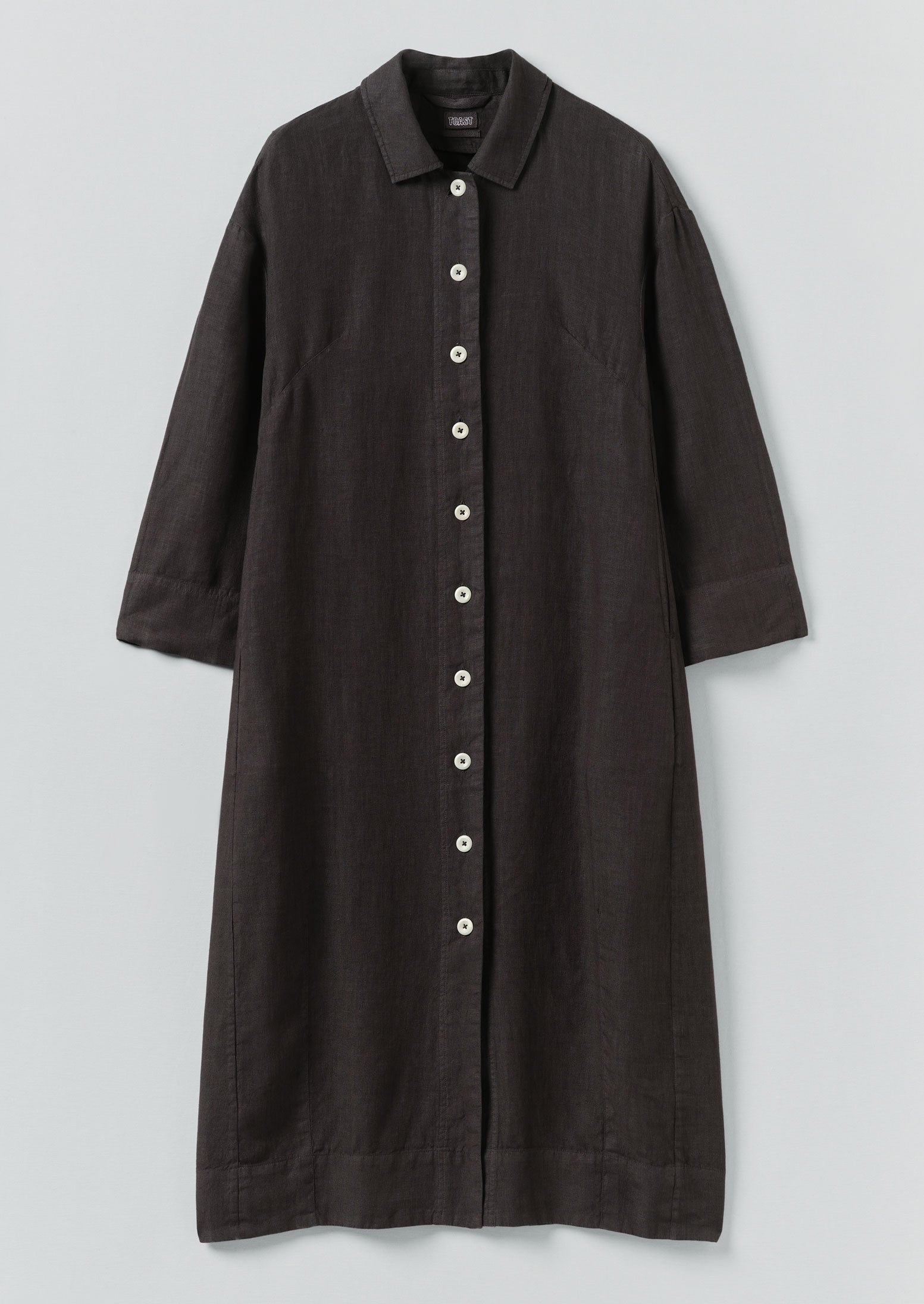 Garment Dyed Linen Button Shirt Dress | Black Pepper