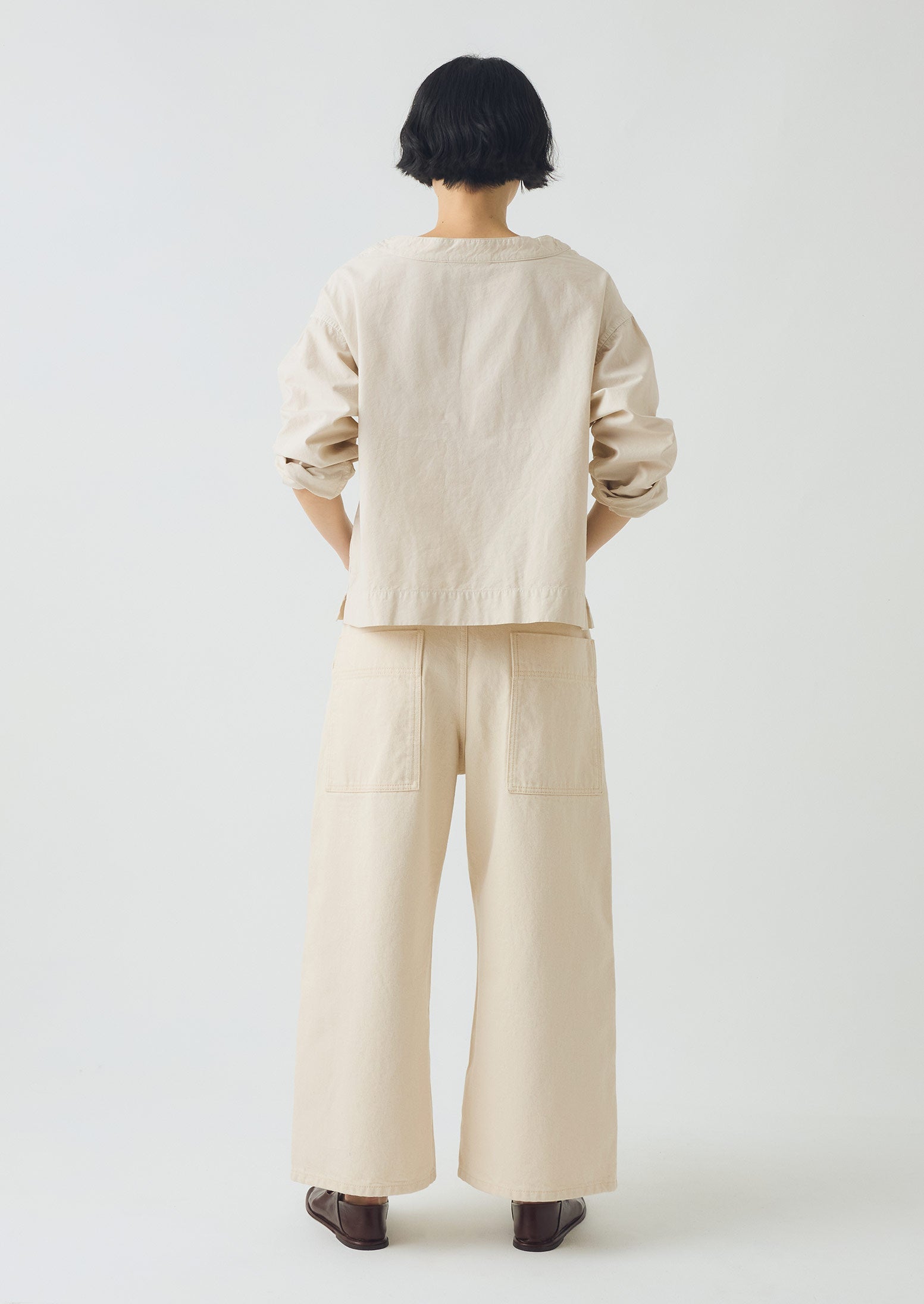 Cotton Linen Poplin Smock Top | Raw Linen