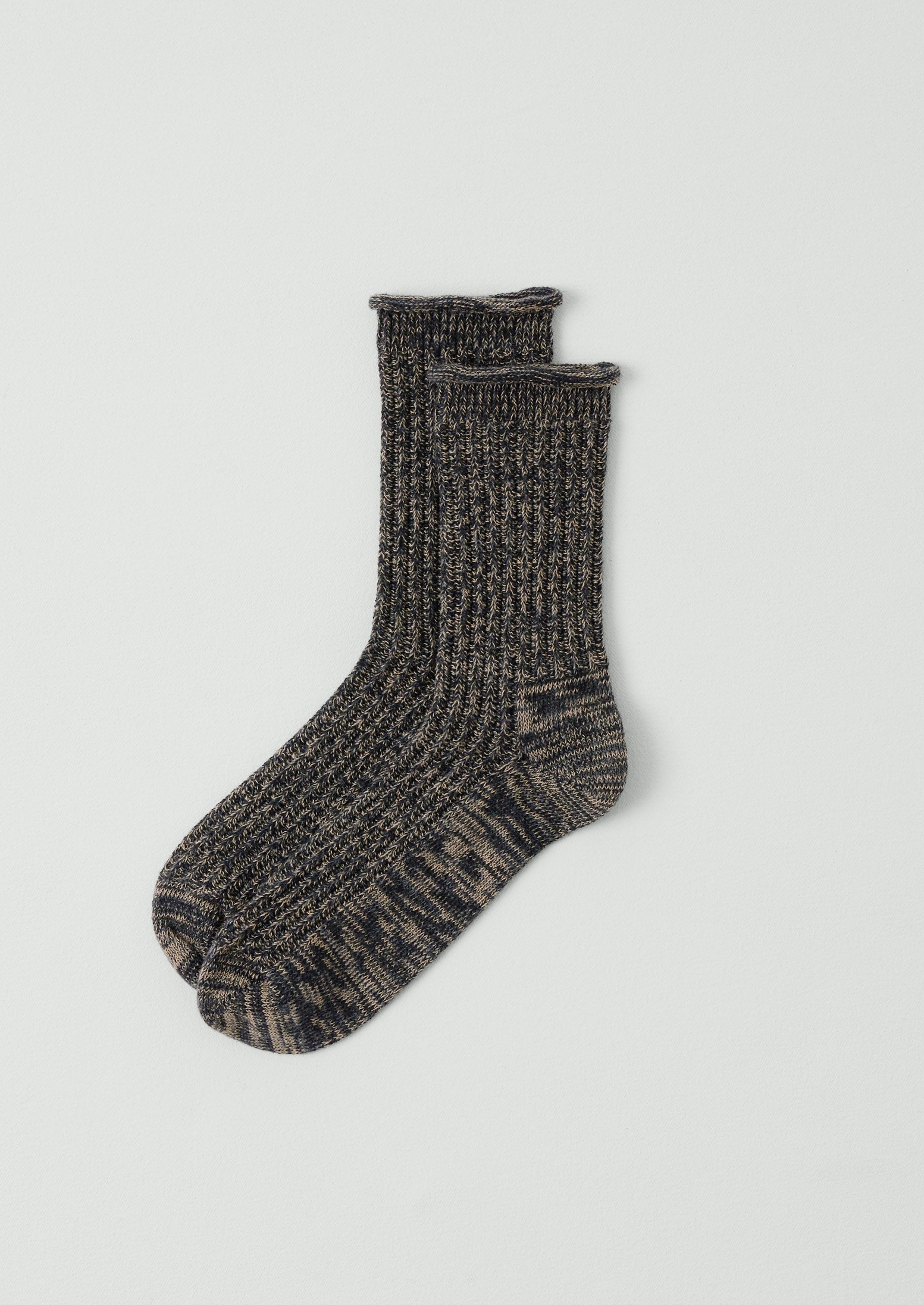 Cotton Marl Rib Socks | Charcoal