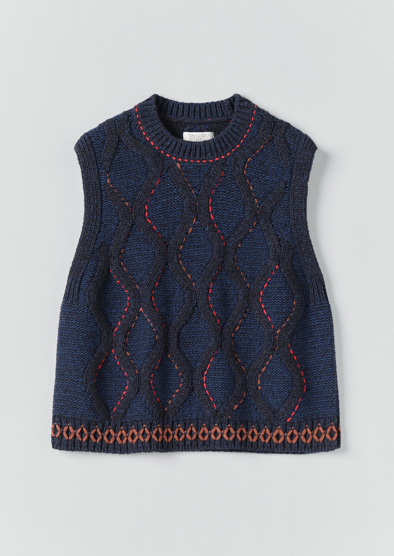 Hand Embellished Cable Tank | Blue Multi