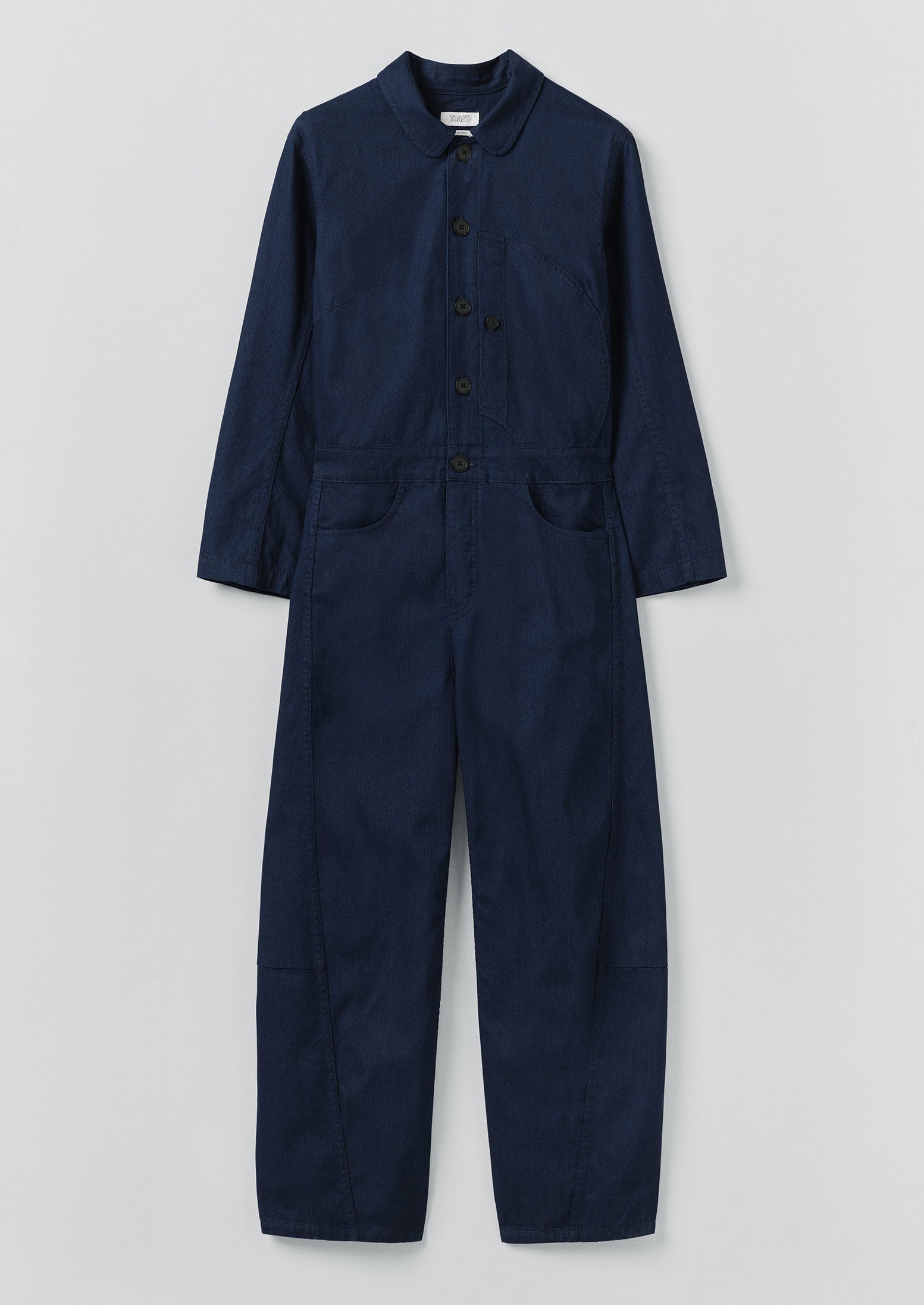 Half Placket Cotton Twill Jumpsuit | Indigo