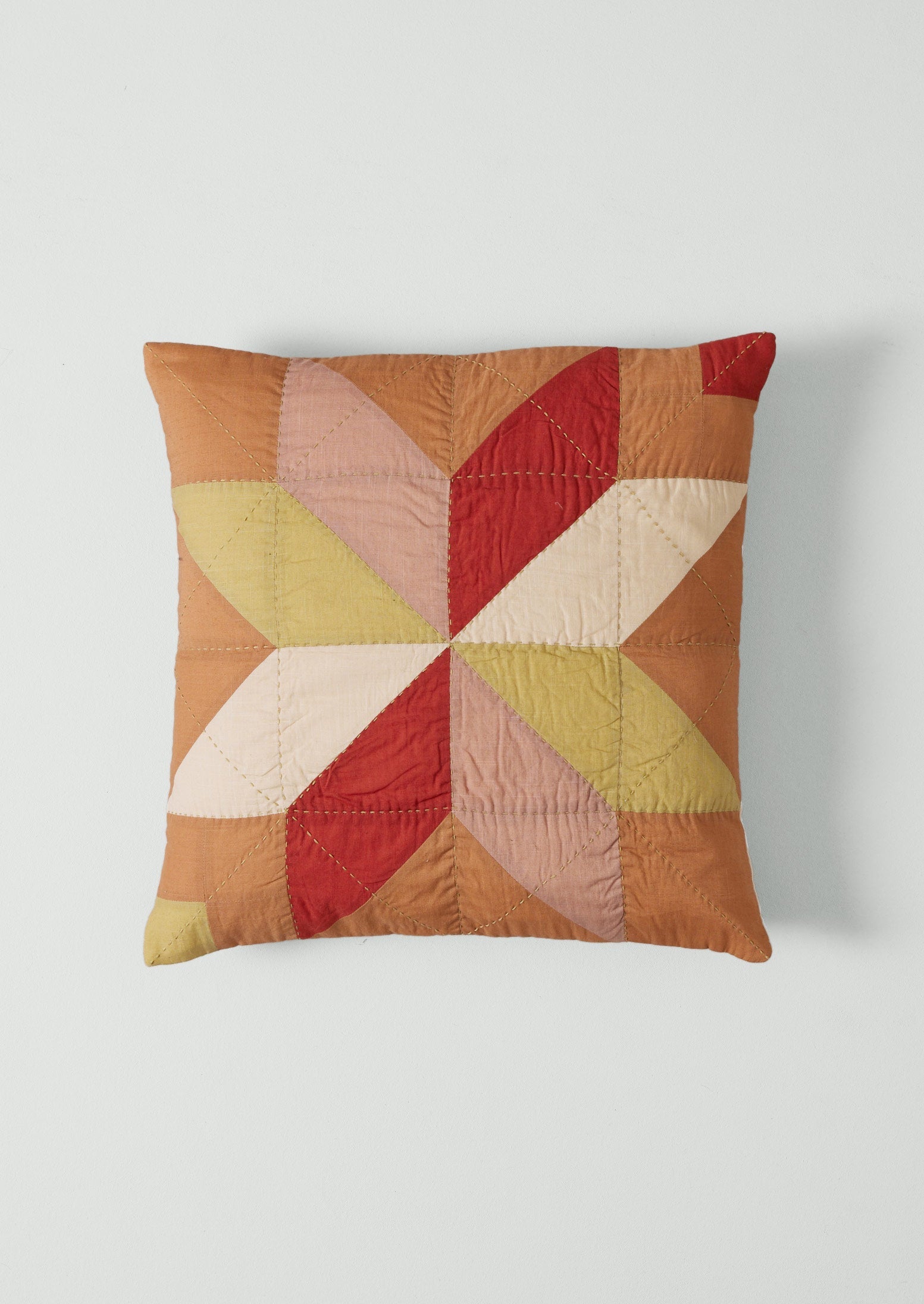 Tiled Star Patchwork Pillow Cover | Caramel/Gooseberry