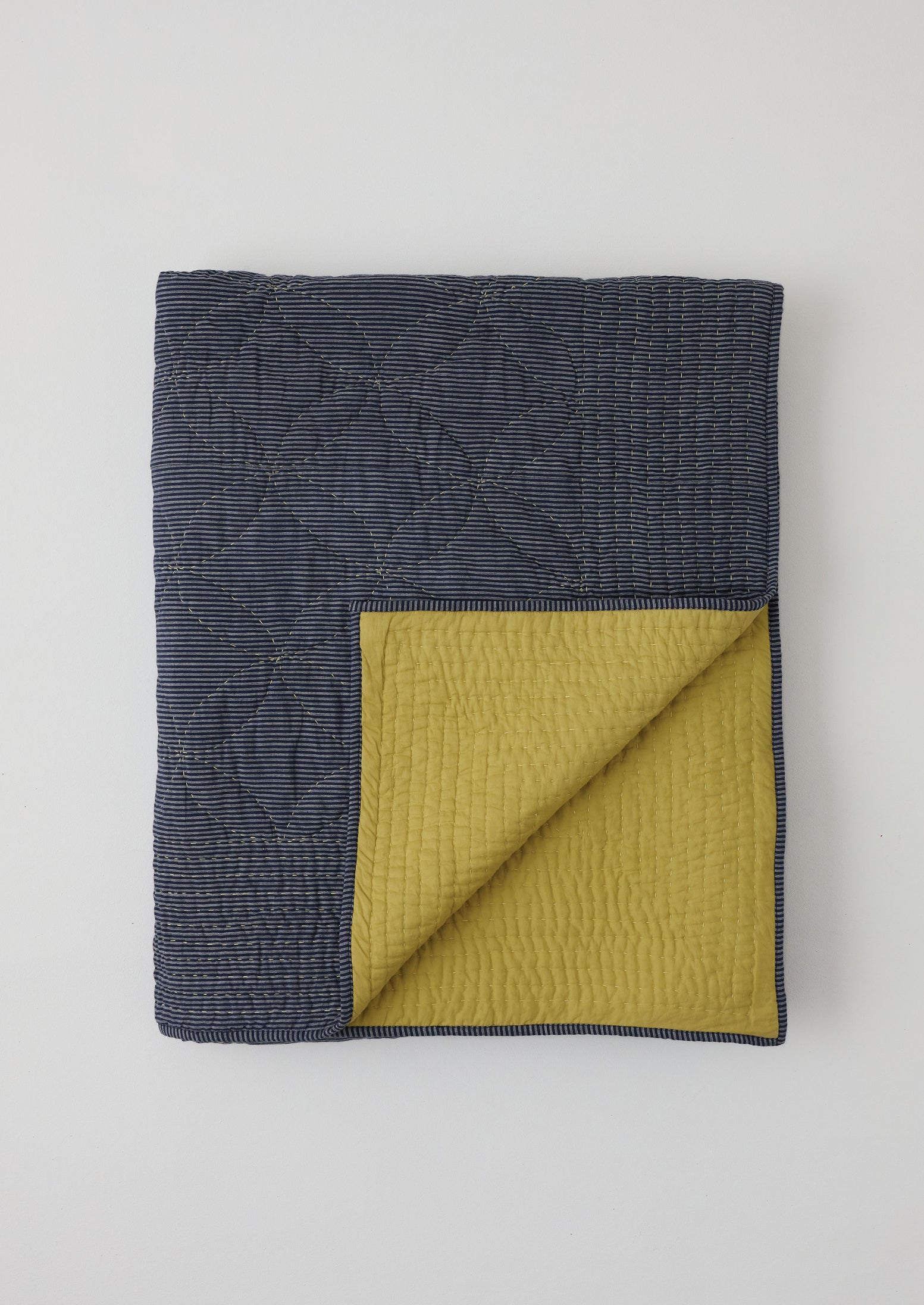 Fresco Stitched Quilt | Midnight/Citrus