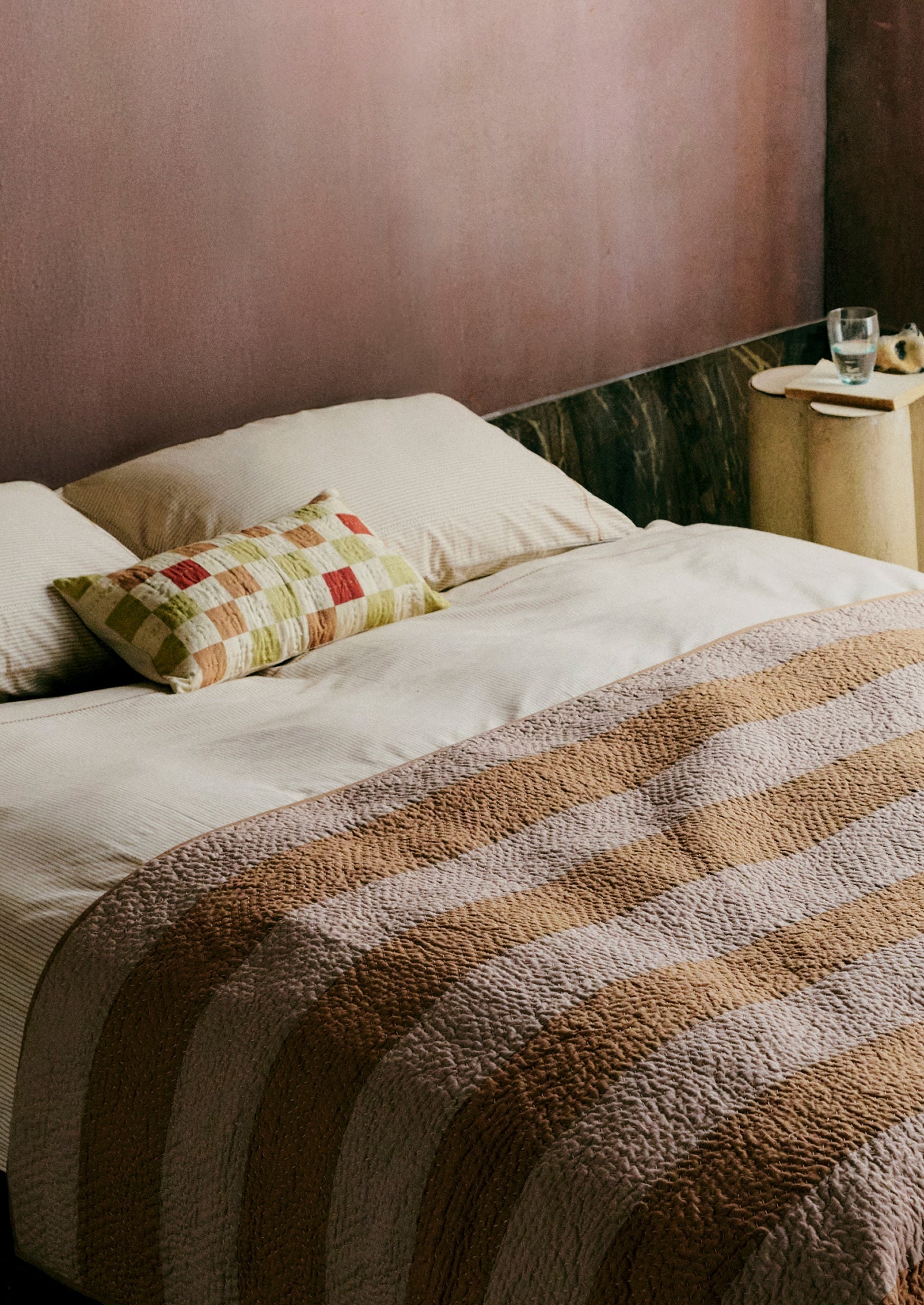 Patched Stripe Quilt | Soft Lilac/Light Umber