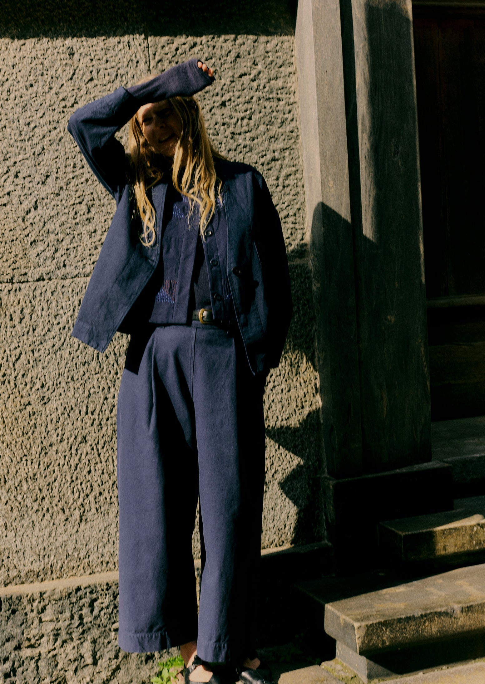 Cotton Linen Wrap Jacket | Anthracite