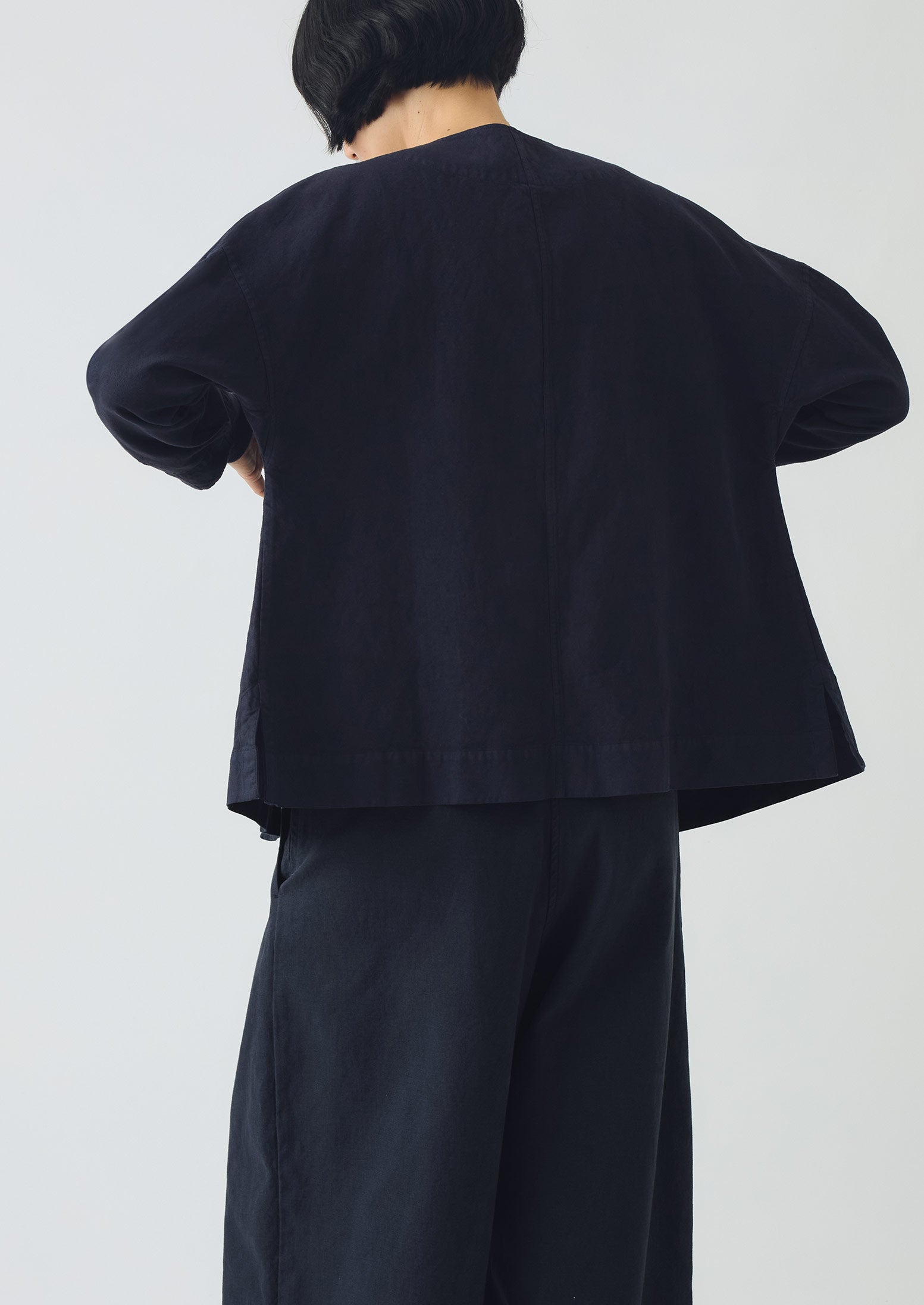 Cotton Linen Wrap Jacket | Anthracite