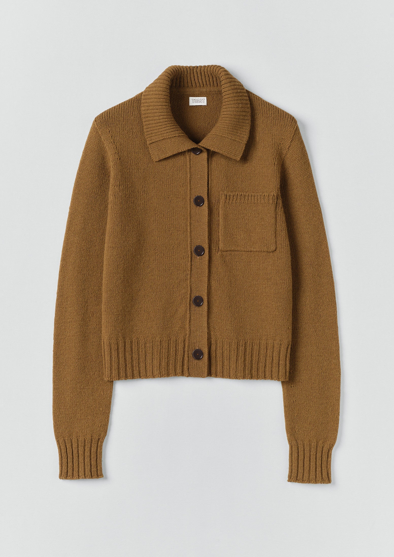 Collared Wool Cardigan | Brass