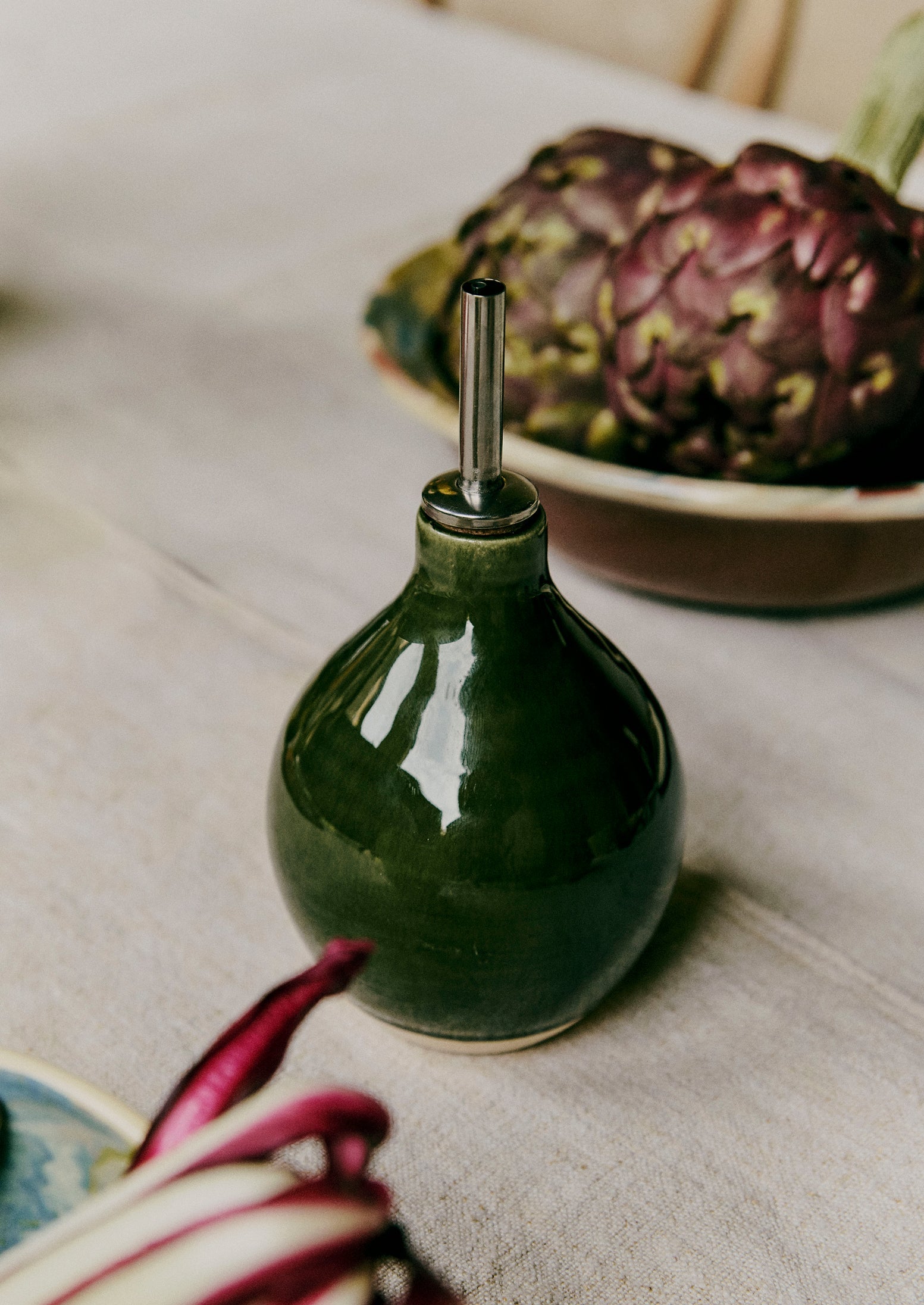 Poterie Barbotine Vinegar Pourer | Bottle Green