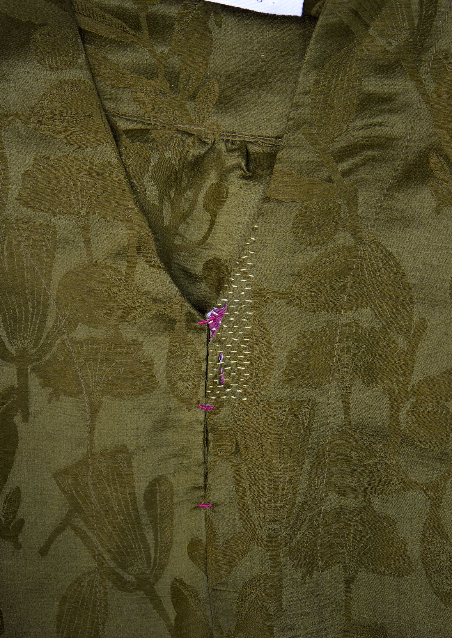 Renewed Linen Silk Jacquard Sleeveless Dress Size 6 (109) | Rich Olive