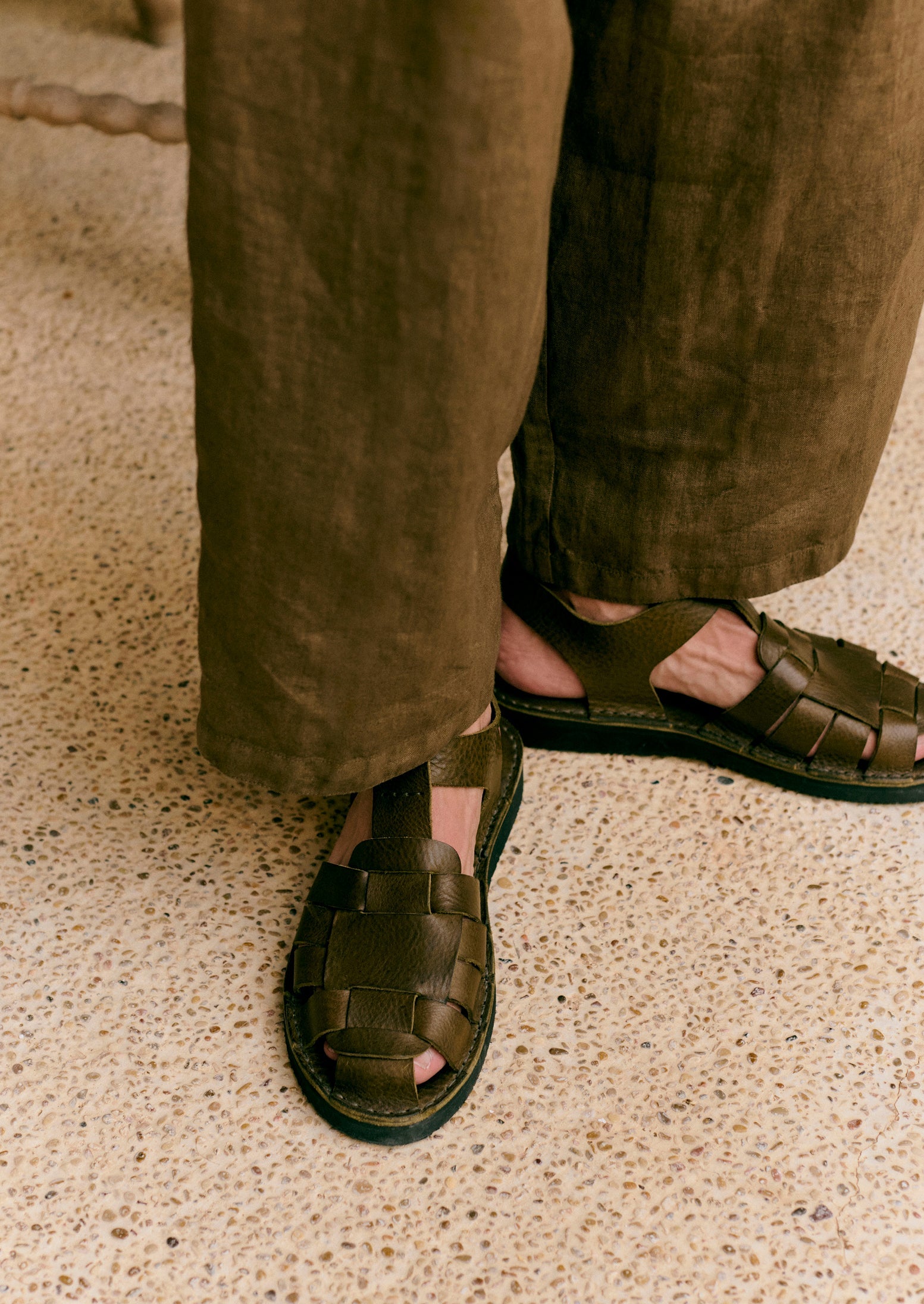Fracap Leather Sandals | Olive