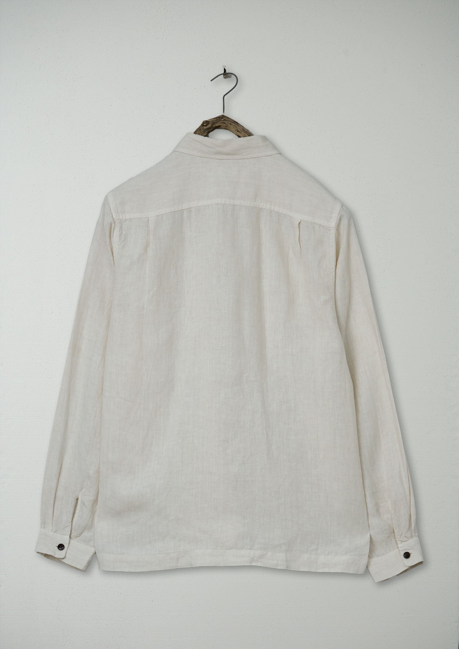 Renewed Half Placket Linen Shirt S (07) | Parchment
