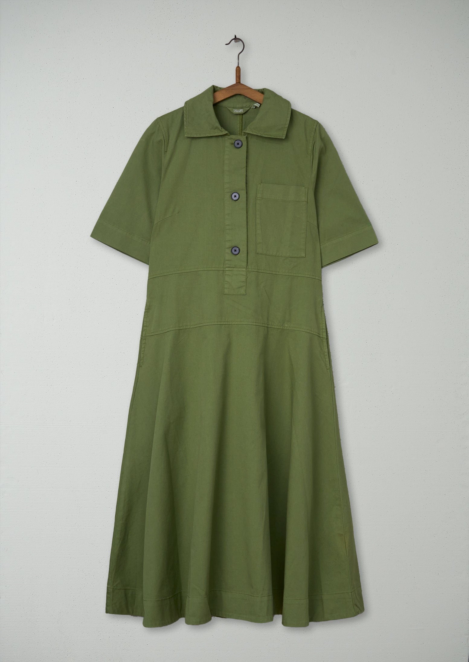 Reworn Cotton Linen Shirt Dress Size 8 (1049) | Dark Woodbine