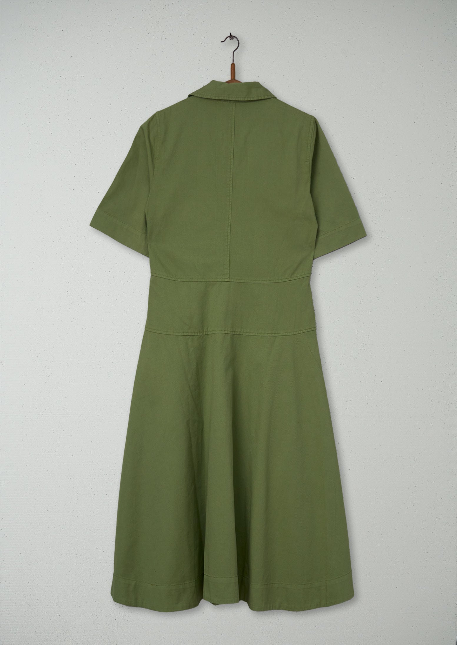 Reworn Cotton Linen Shirt Dress Size 8 (1049) | Dark Woodbine