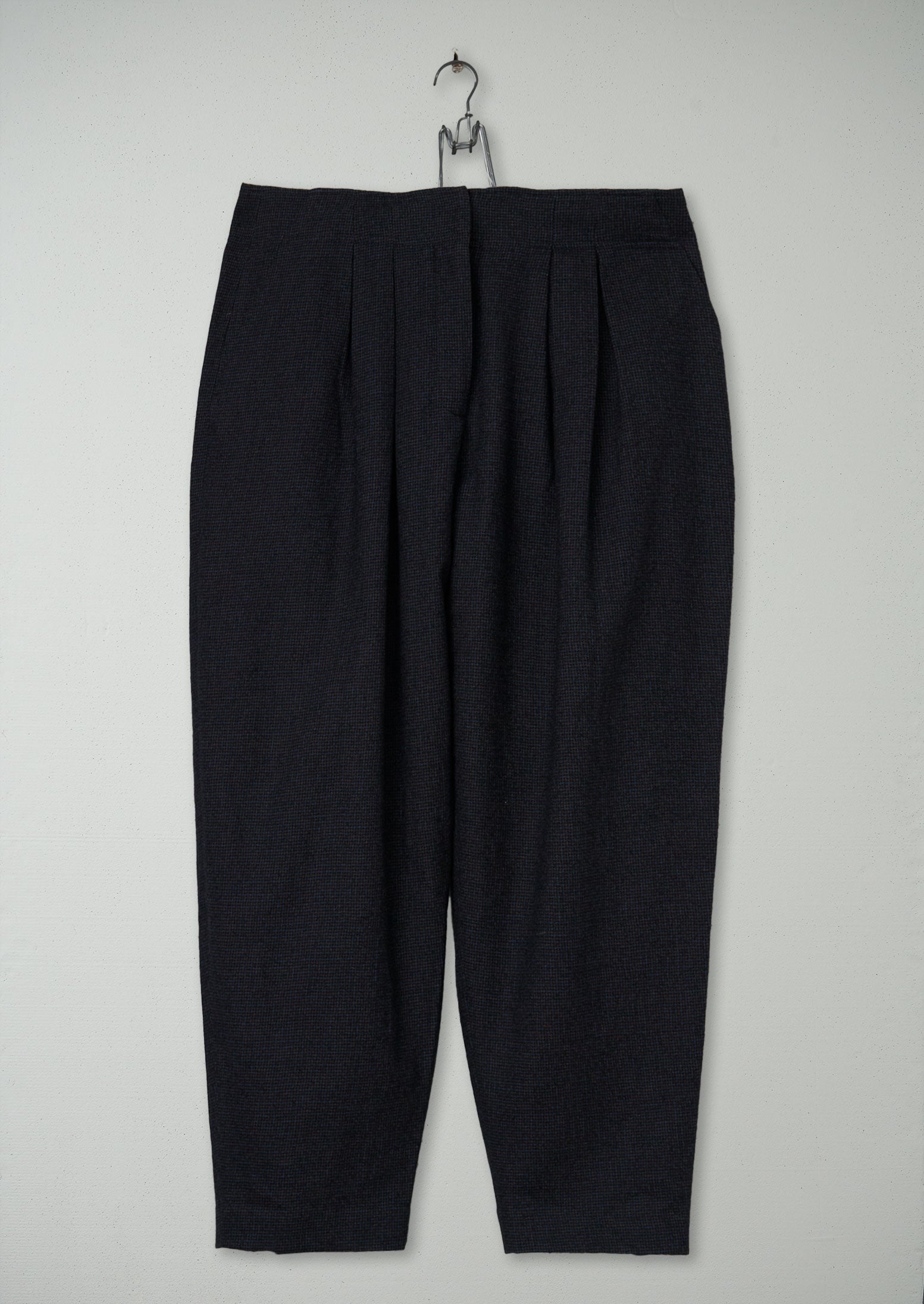 Reworn Wool Cotton Check Pants Size 14 (666) | Blue