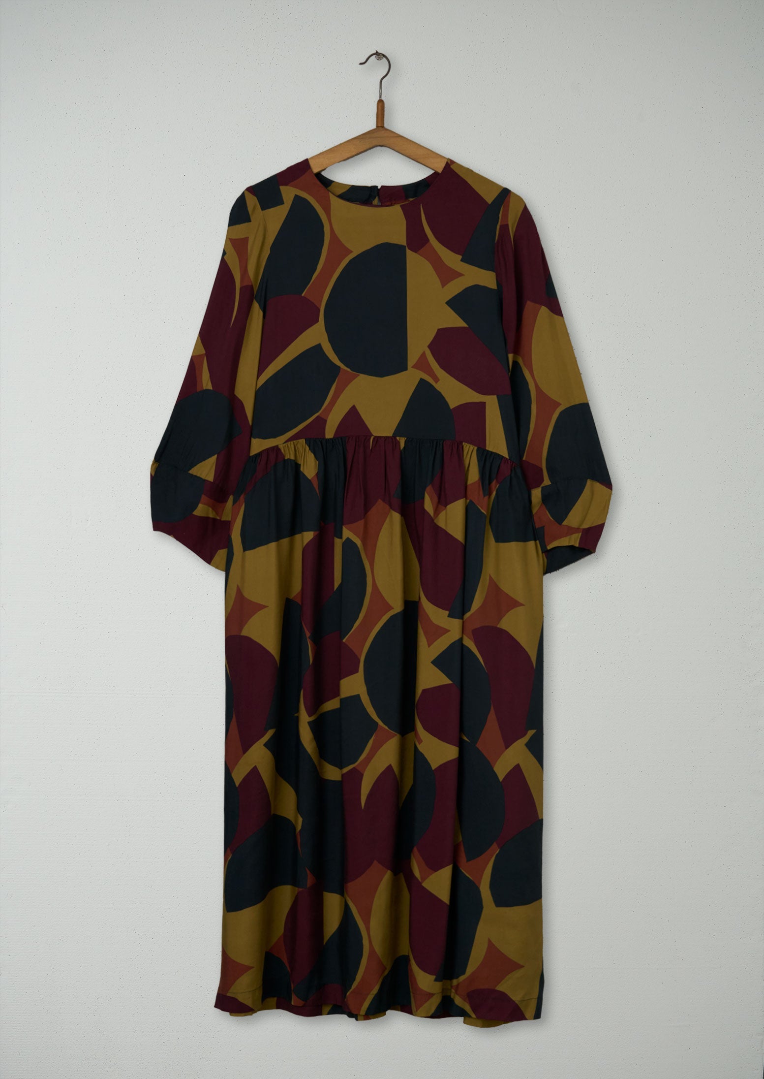 Reworn College Print Dress Size 10 (1041) | Dark Claret