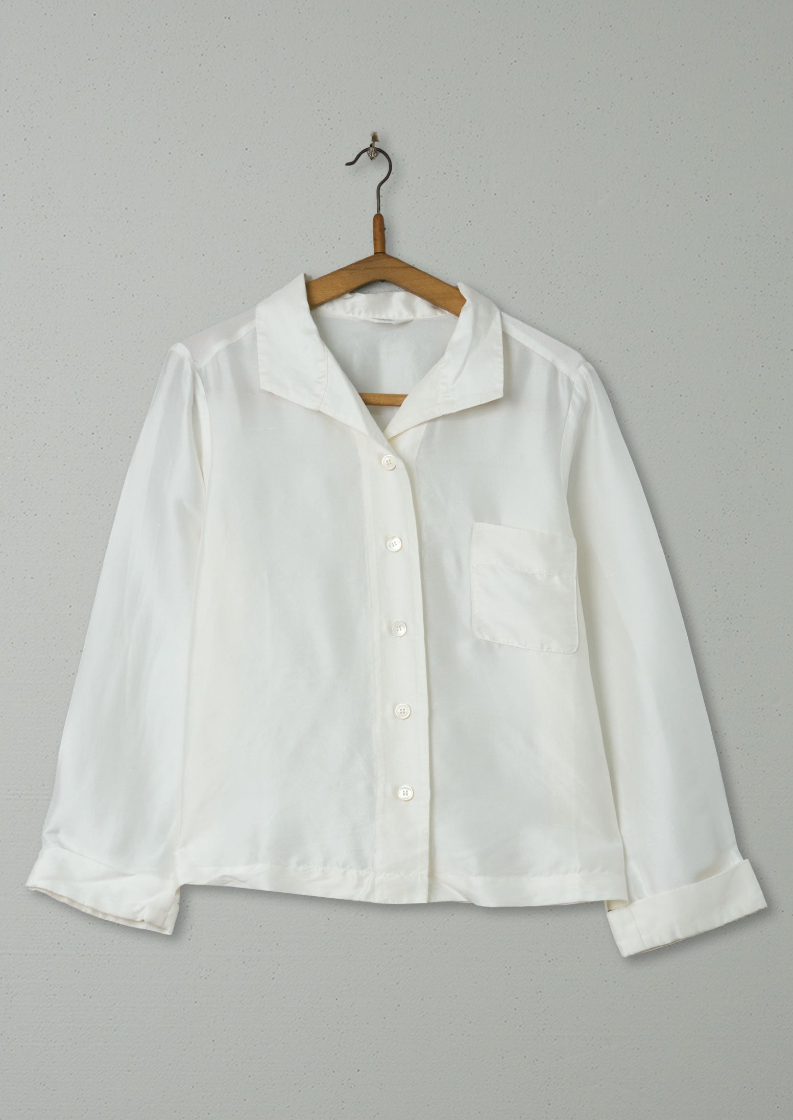 Reworn Silk Dupion PJ Shirt Size 12 (546) | Egg Shell