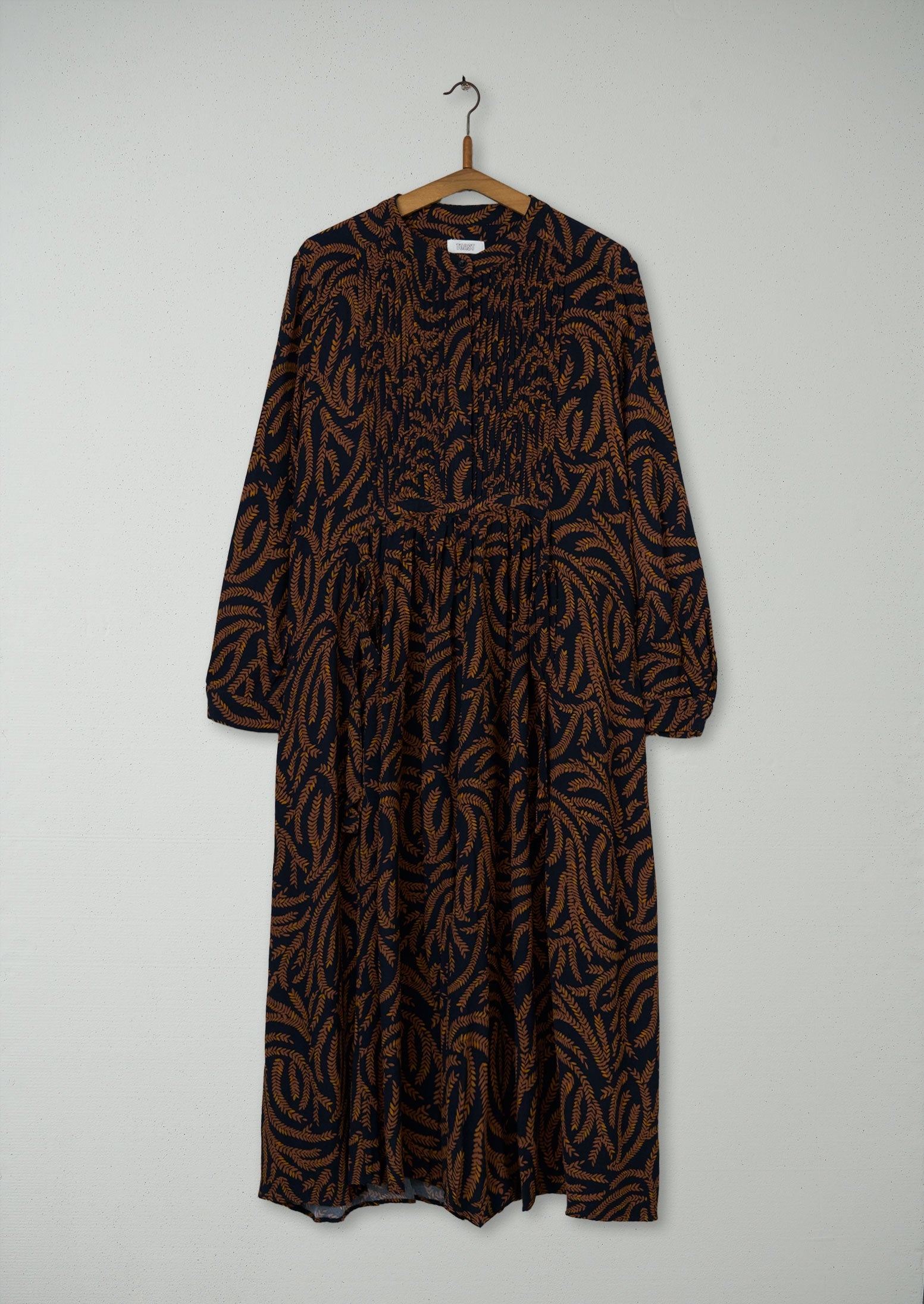 Reworn Fern Print Dress Size 16 (1040) | Slate Blue