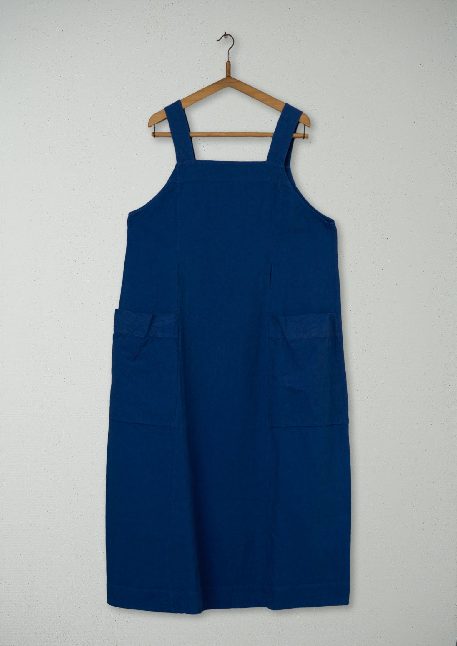 Reworn Fine Stripe Pinafore Dress Size 16 (1039) | Storm Blue