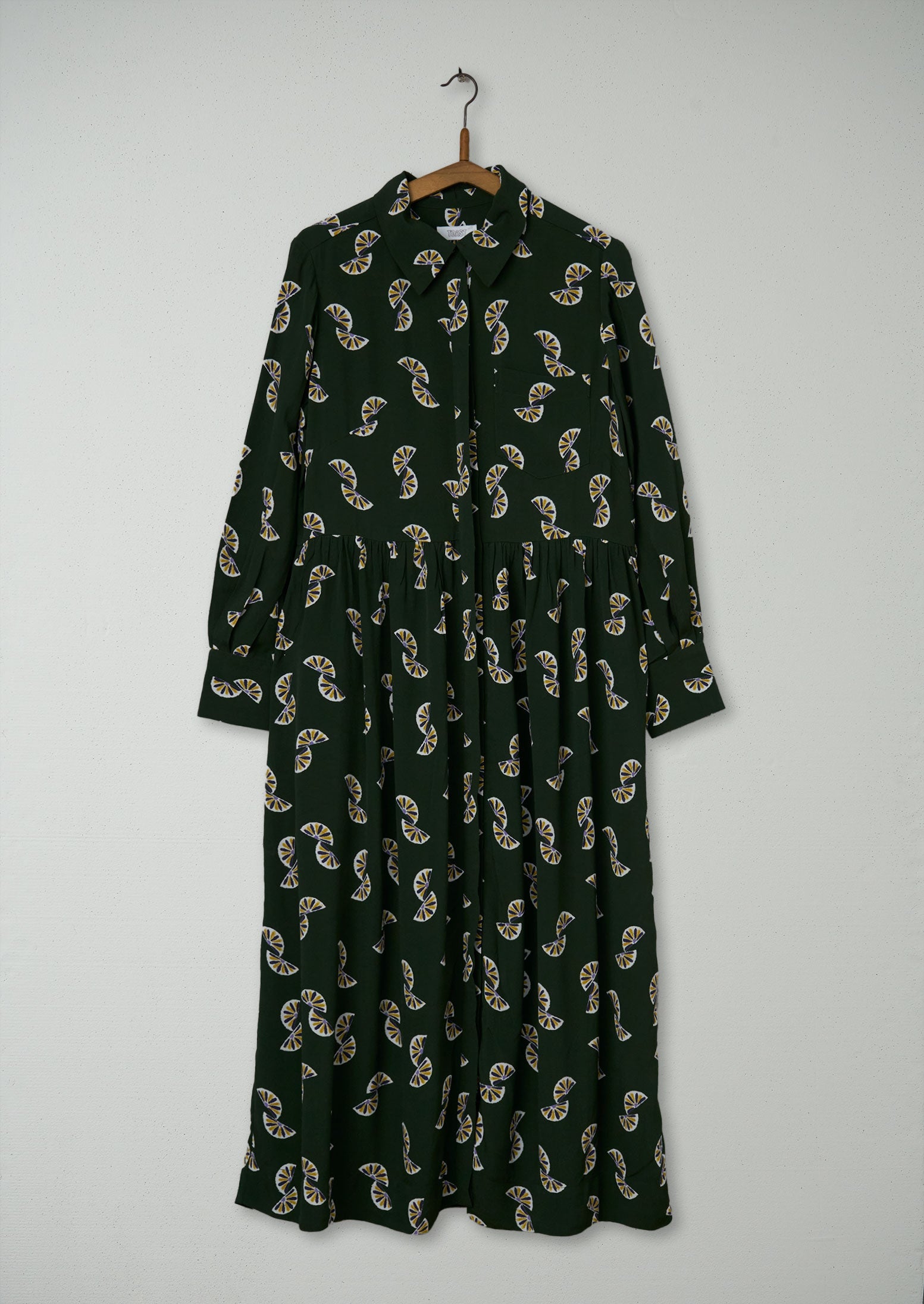 Reworn Fan Print Dress Size 8 (1035) | Black Olive