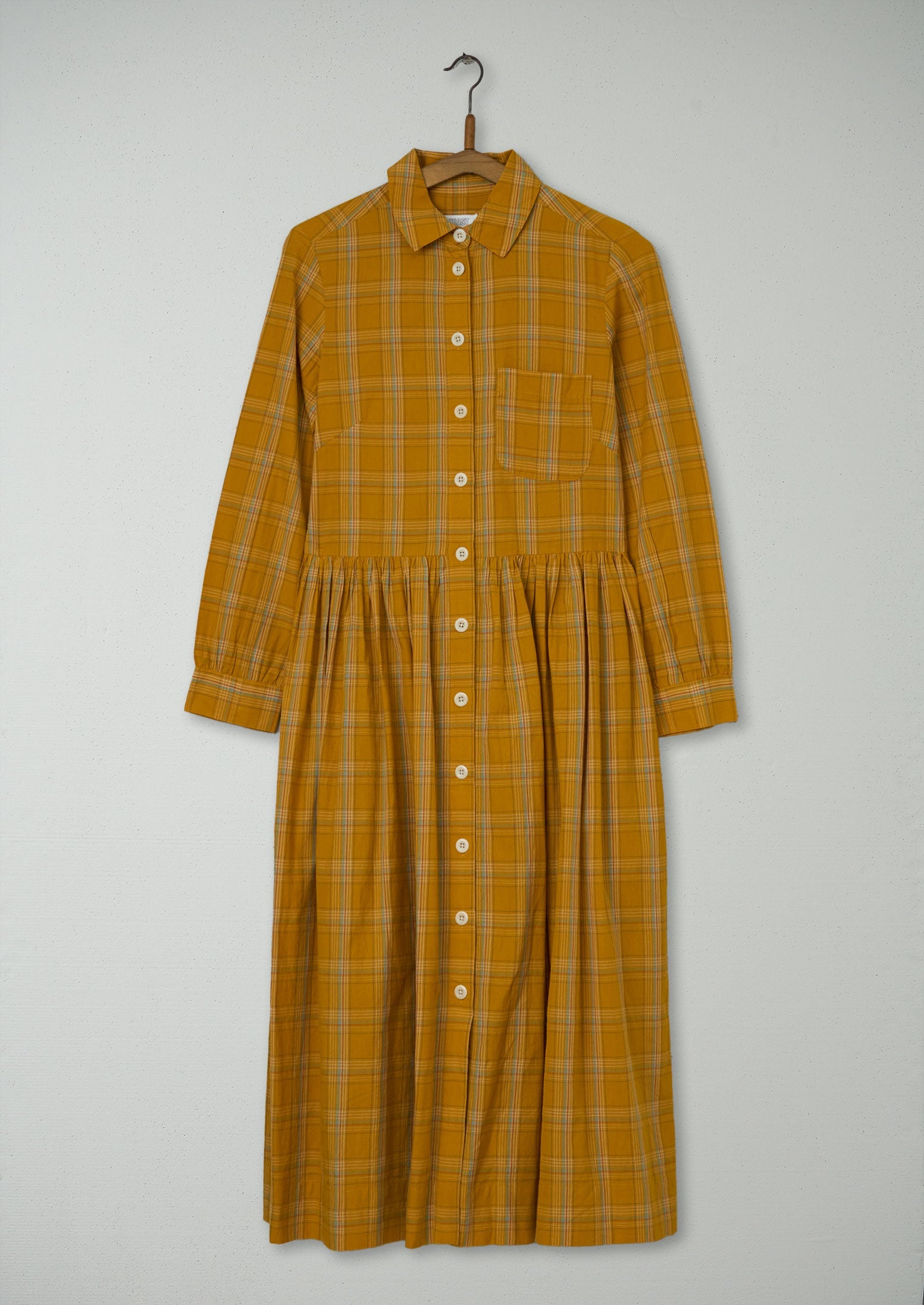 Reworn Check Cotton Dress Size 6 (1032) | Ochre