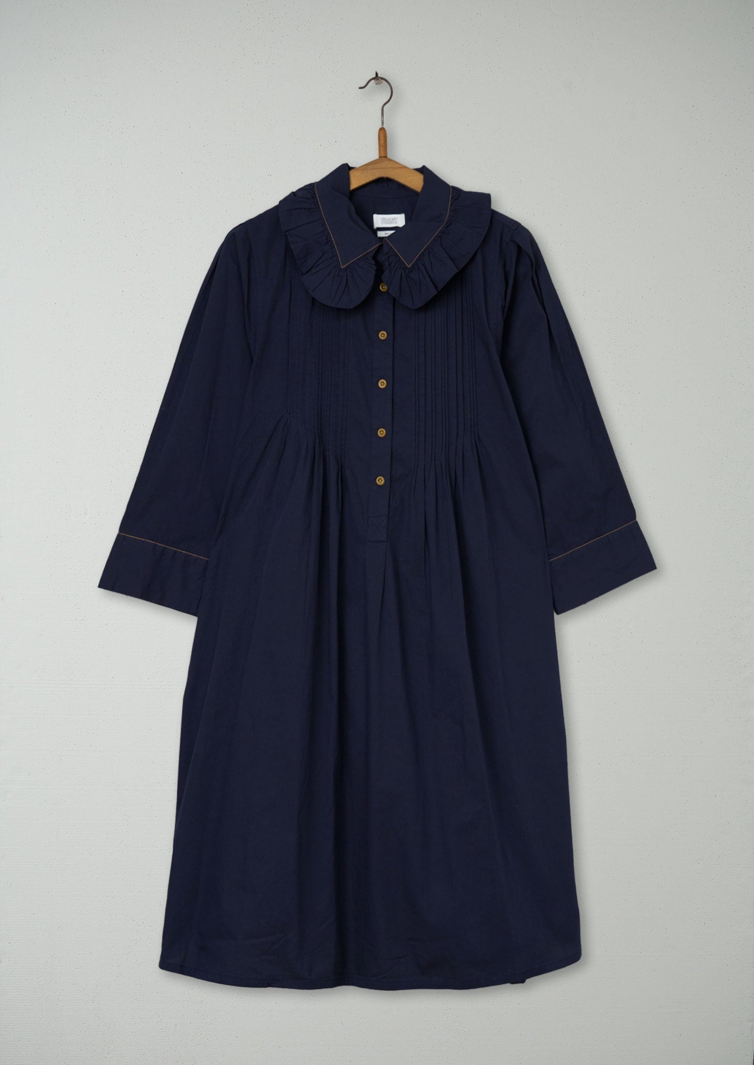 Reworn Ruffle Collar Dress Size 10 (1023) | Navy