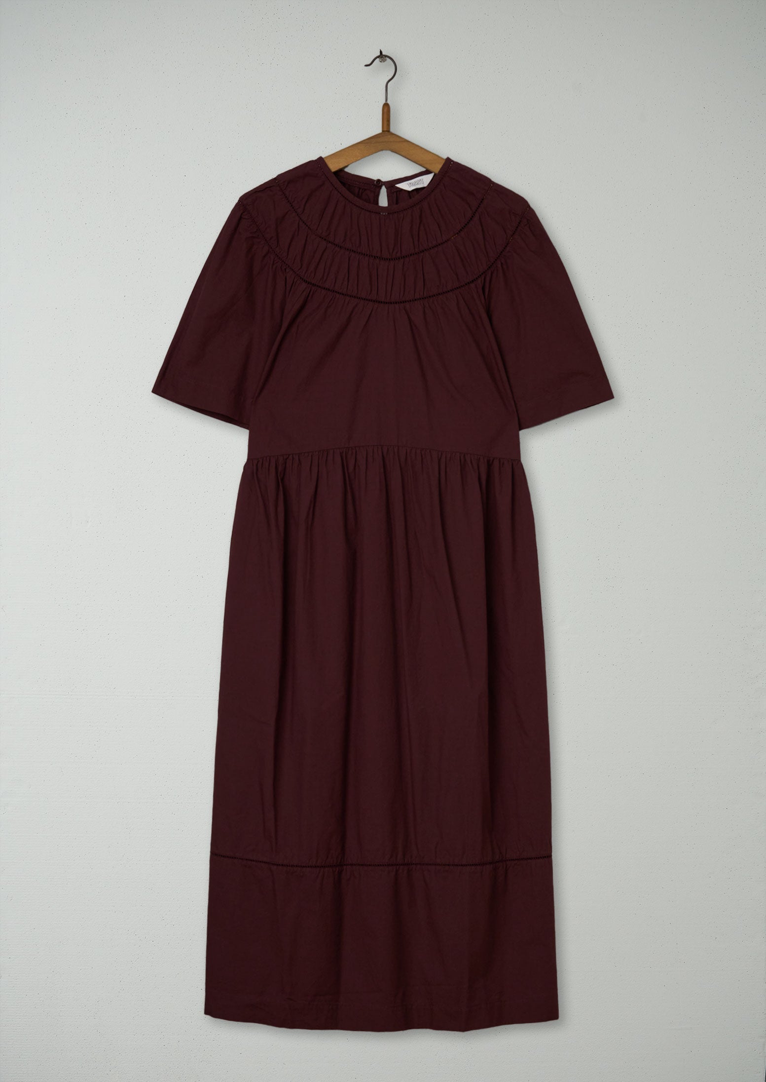 Reworn Circle Neck Poplin Dress Size 10 (1022) | Brown Ochre