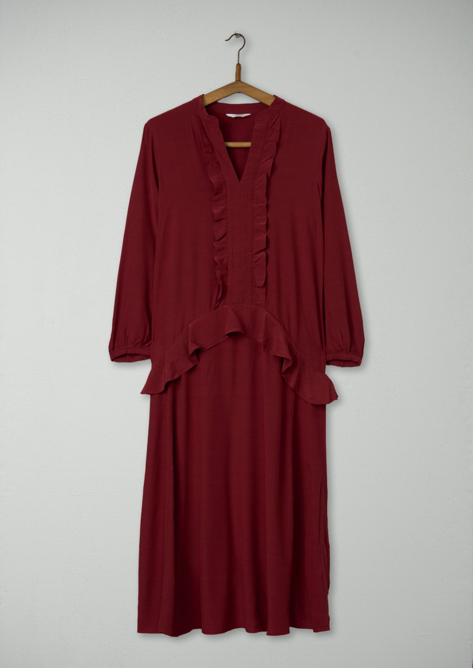 Reworn Ruffle Dress Size 10 (996) | Dark Rust