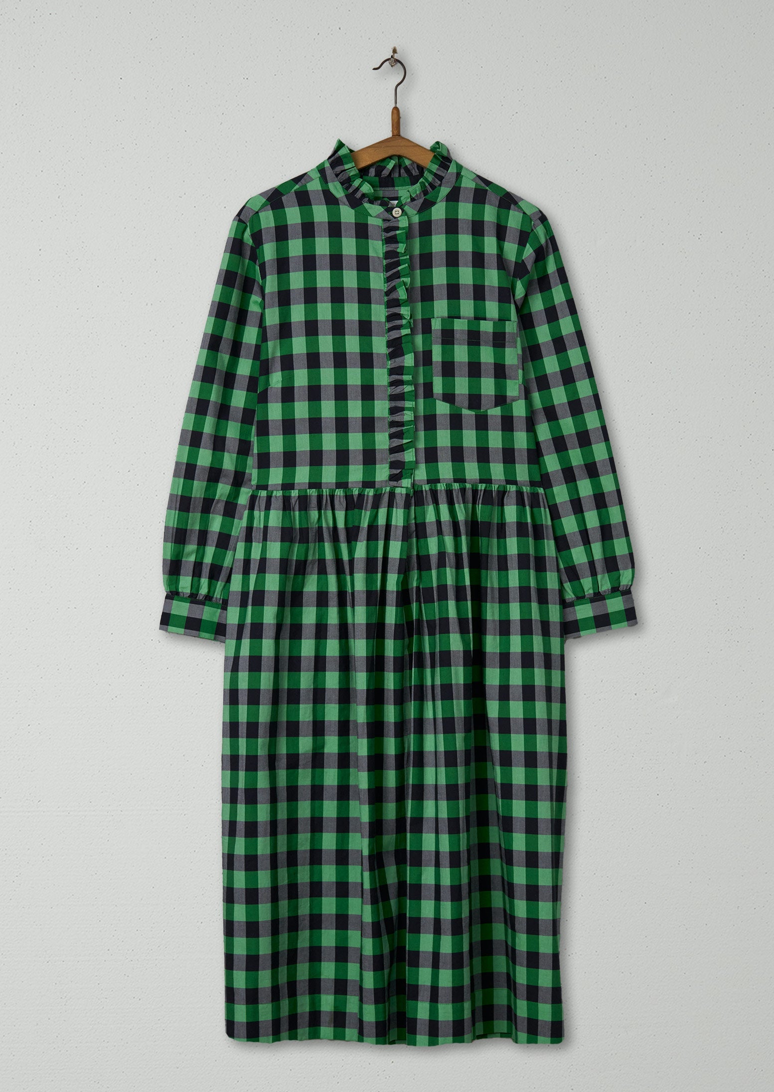 Reworn Check Cotton Shirt Dress Size 8 (1007) | Green Black