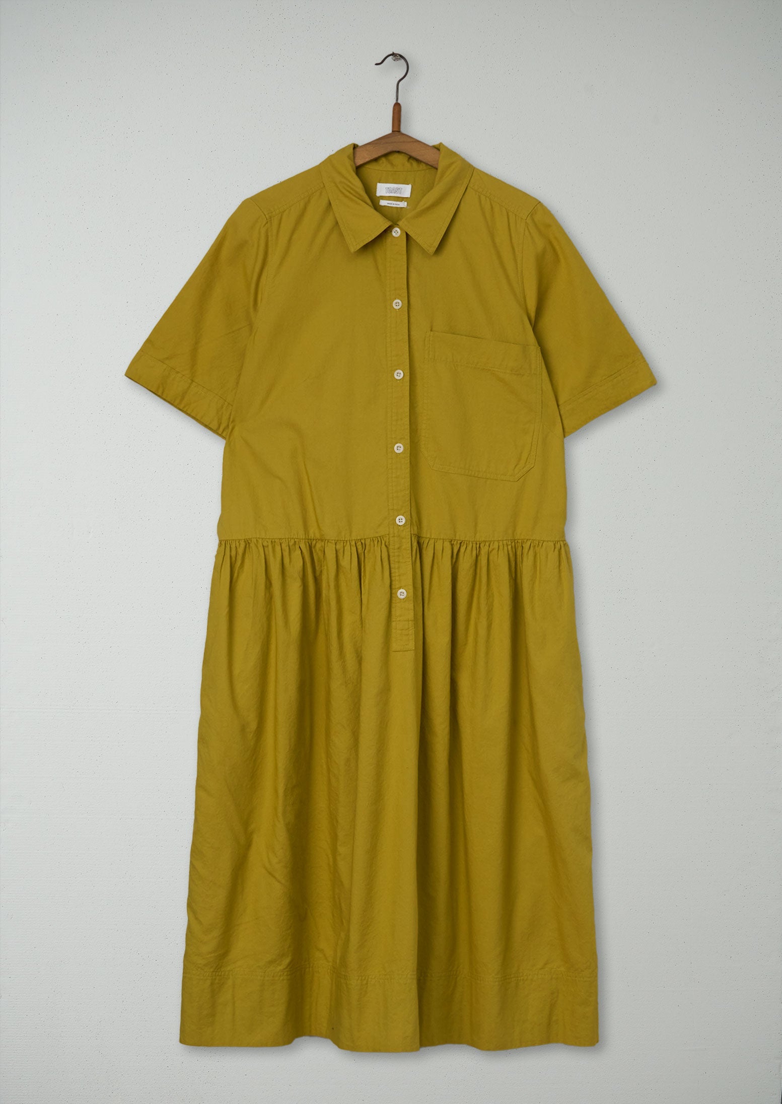 Reworn Cotton Oxford Shirt Dress Size 10 (971) | Olive Oil