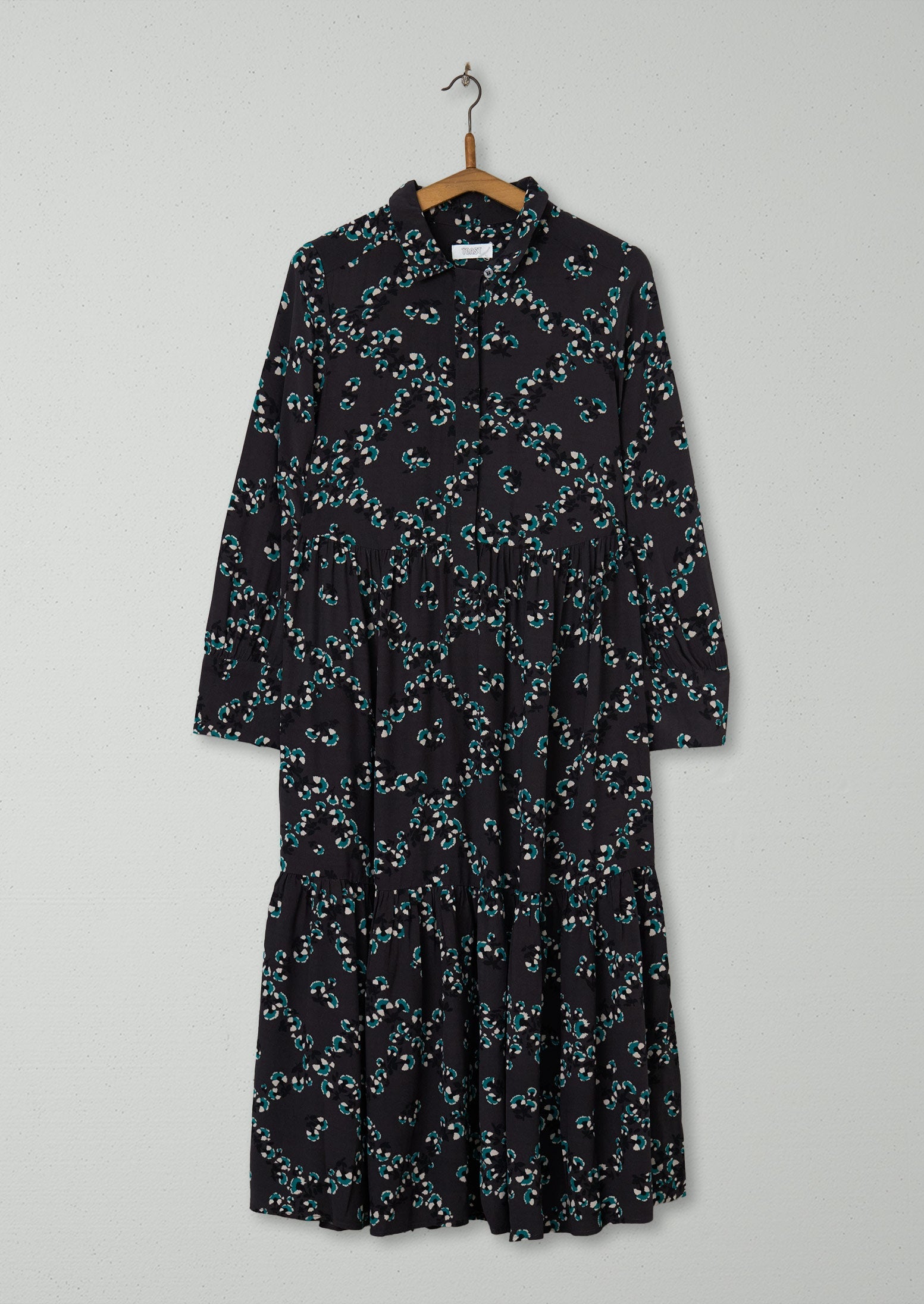 Reworn Floral Print Shirt Dress Size 8 (968) | Steel