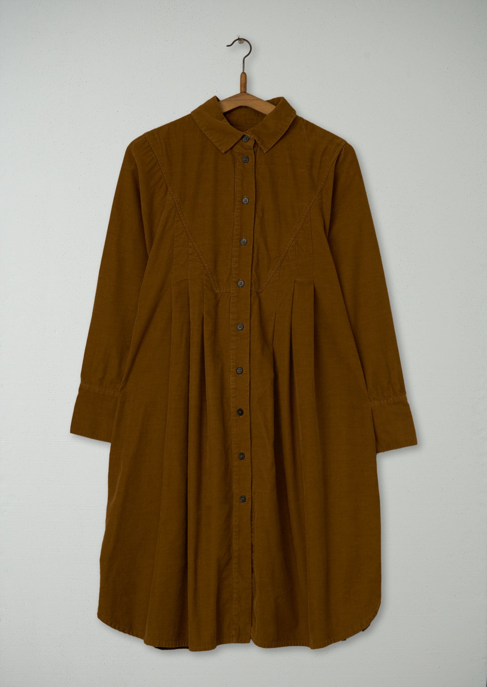 Reworn Needlecord Swingy Shirt Dress Size 6 (959) | Golden Syrup