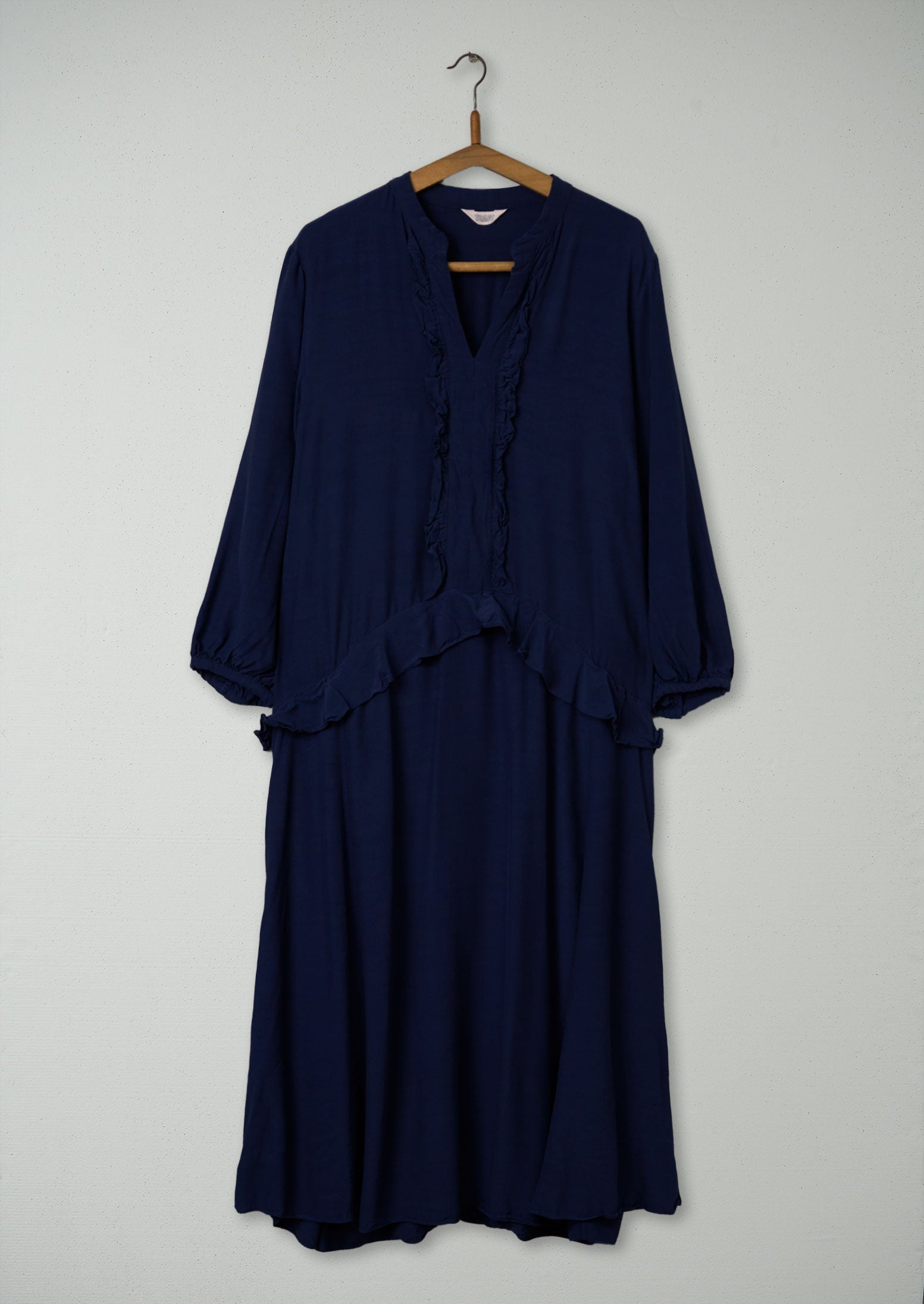 Reworn Ruffle Dress Size 16 (903) | Navy