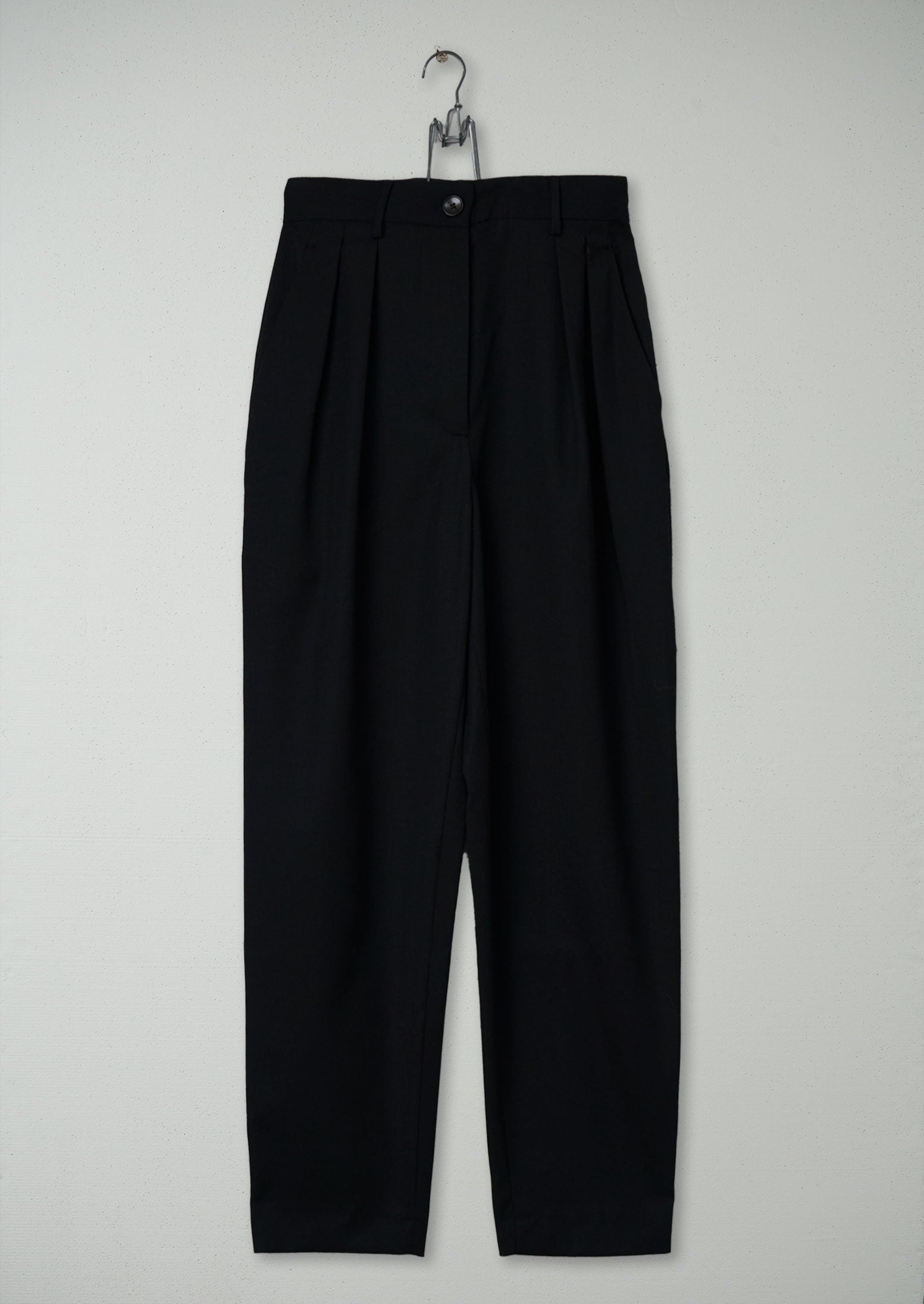 Reworn Wool Gaberdine Pants Size 8 (554) | Black