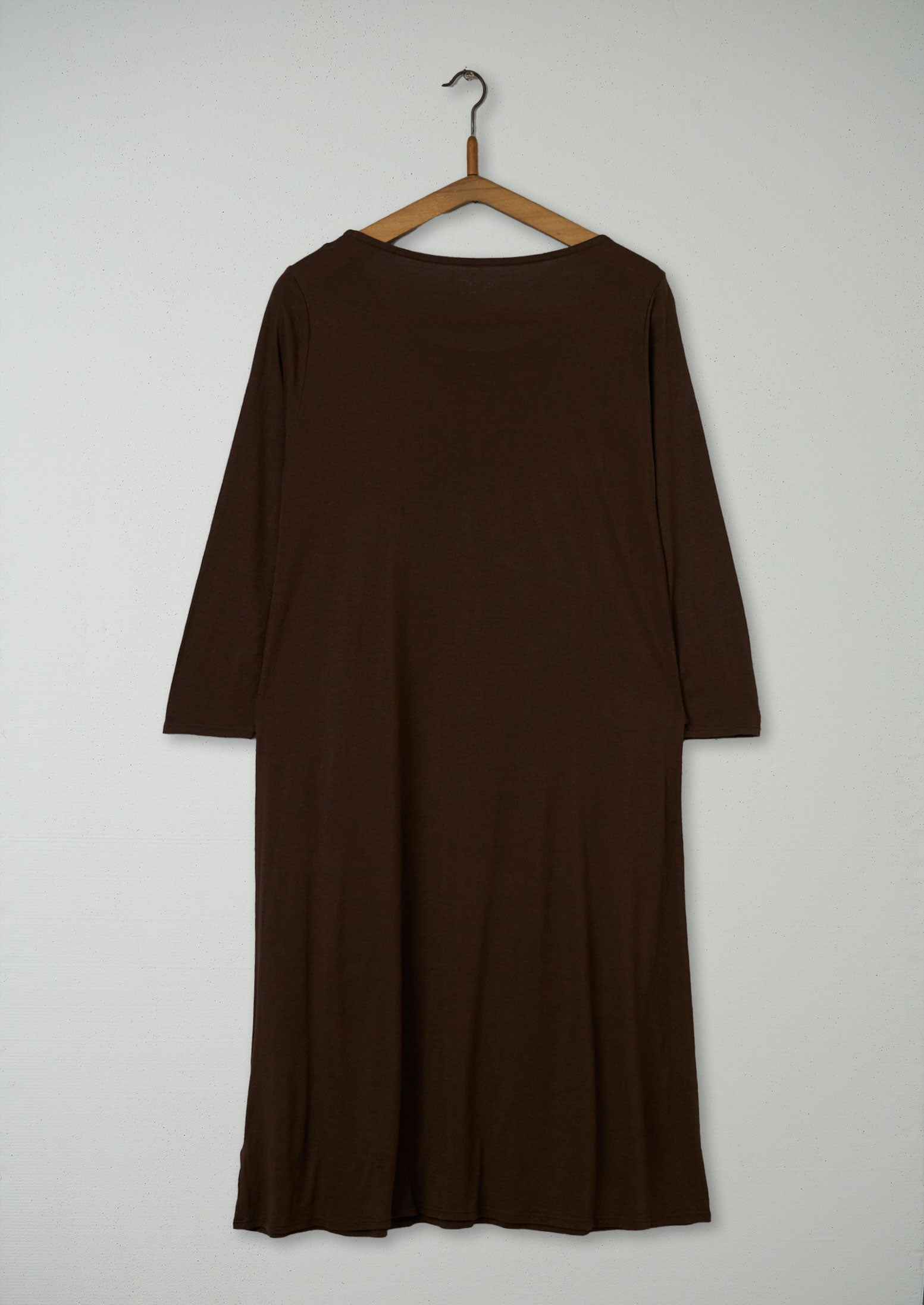 Reworn Modal Wool Jersey Wrap Dress Size 12 (844) | Dark Brown